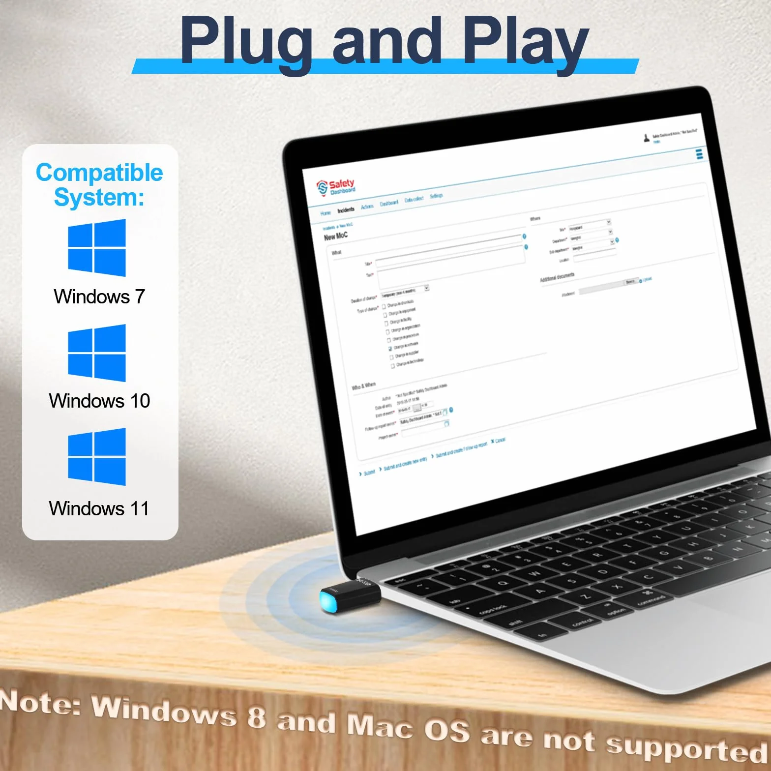 AX900 WiFi 6 Carte WiFi USB Double Bande 5GHz 2.4GHz Adaptateur WiFi Compatible Windows 11/10/7