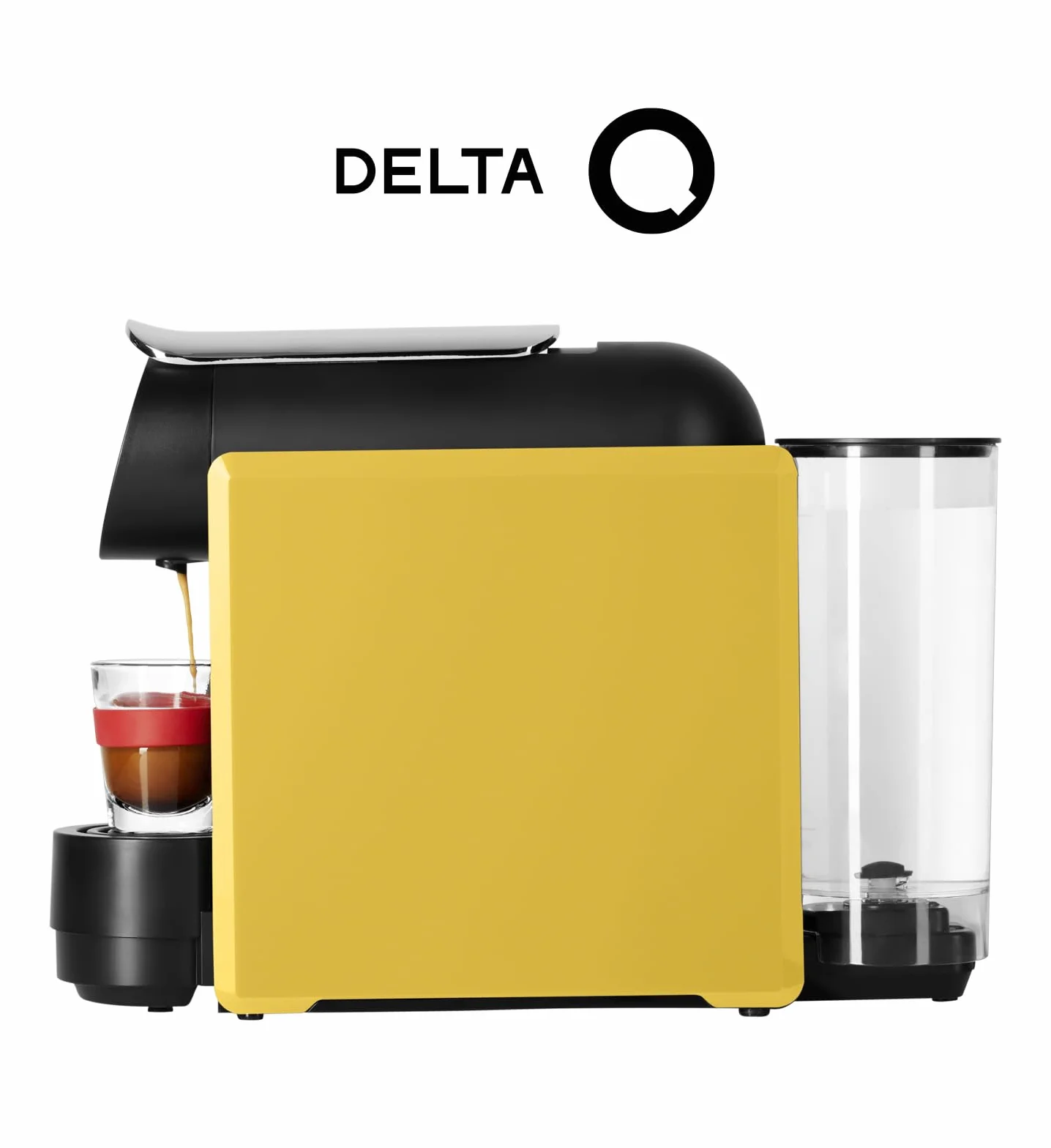Delta Q Machine à Capsules MiniQool Jaune, Inclus 90 Capsules | 19 Bars de Pression, Réservoir 0.6L, Inclus 2 x 40 Caps Qalidus et 10 Caps Décaféinées