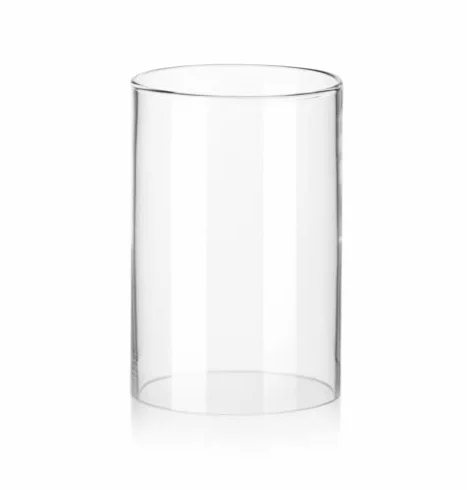 Cylindre en verre borosilcate transparent - Ouverture extérieure en bas et en haut - 12 cm - Hauteur : 30 cm - Paroi : 3 mm - Sans fond - Nous fabriquons les cylindres dans tous les diamètres et