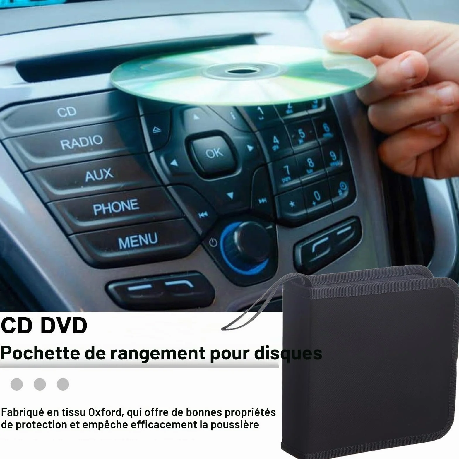 Pochette CD Range 40 CD Rangement DVD Chemise Noir
