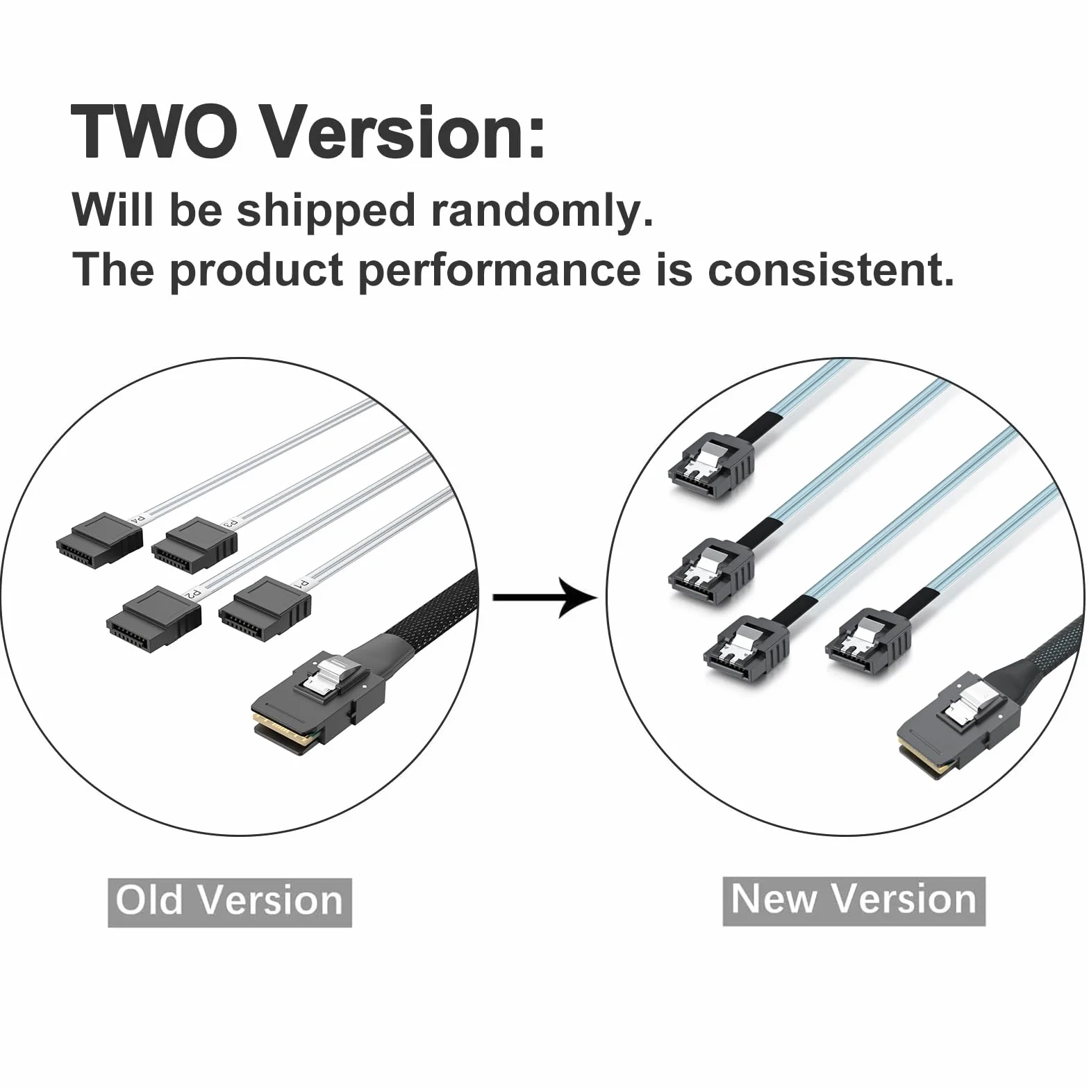 10Gtek MiniSAS SFF-8087 kabel wentylatorowy do 4 x SATA, kompatybilny z dyskiem twardym kontrolera RAID, 0,5 m