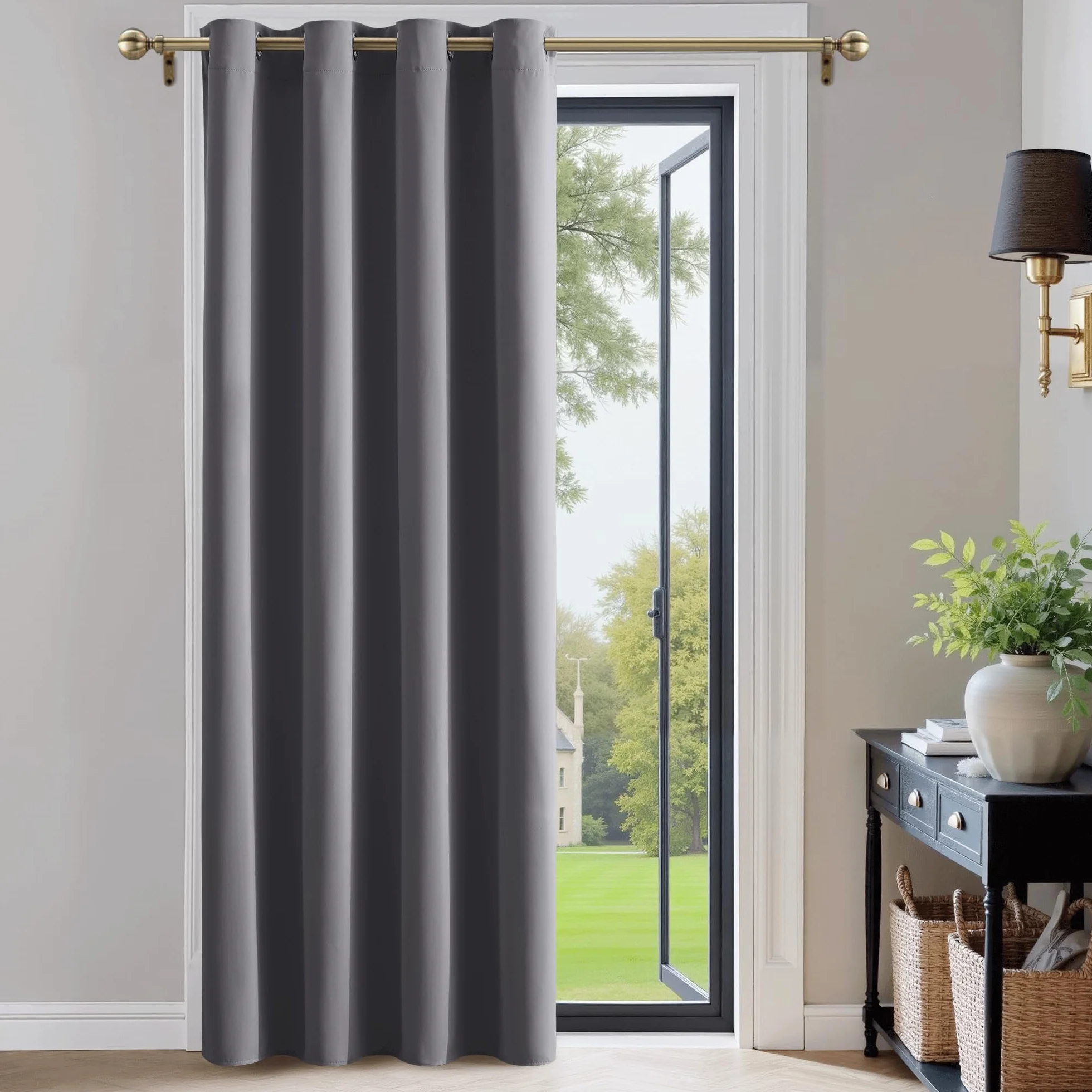 PONY DANCE Rideau Occultant Anti Chaleur Anti Froid 132x210cm Gris Lot de 1 Panneau