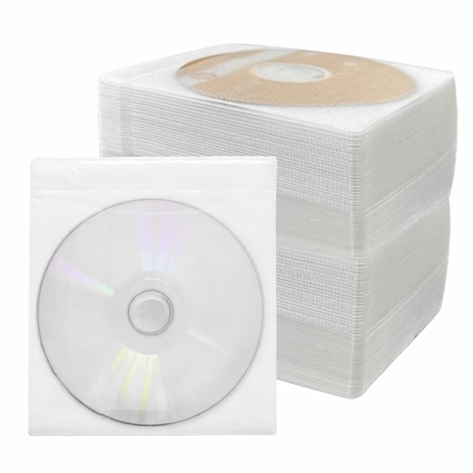 Boîtiers de rangement pour CD/DVD - Double face - Plastique standard - Blanc - Lot de 200