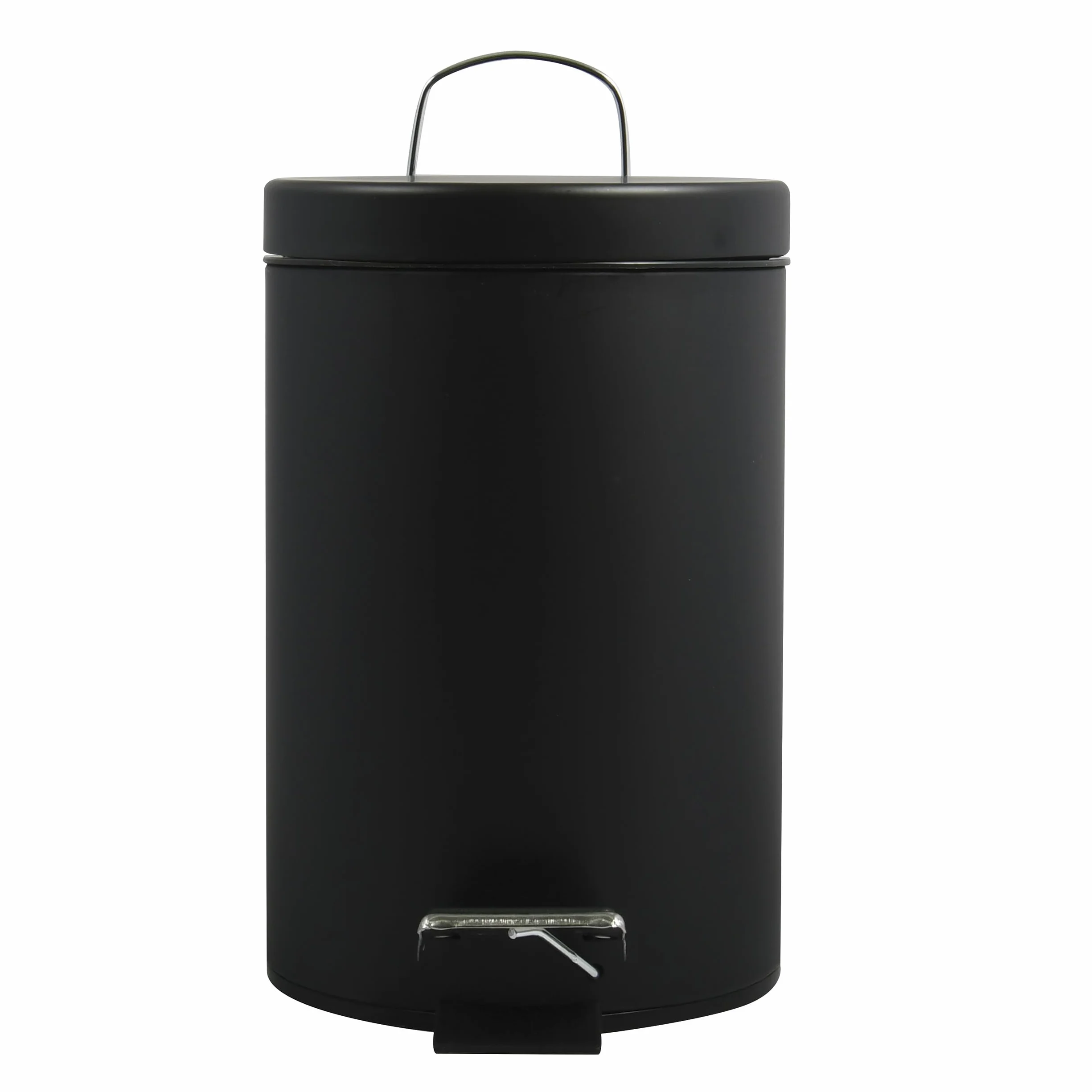 Poubelle Cosmétique Salle de Bain Acier Inoxydable 3L Noir Mat - Poubelle à Pédale Compacte