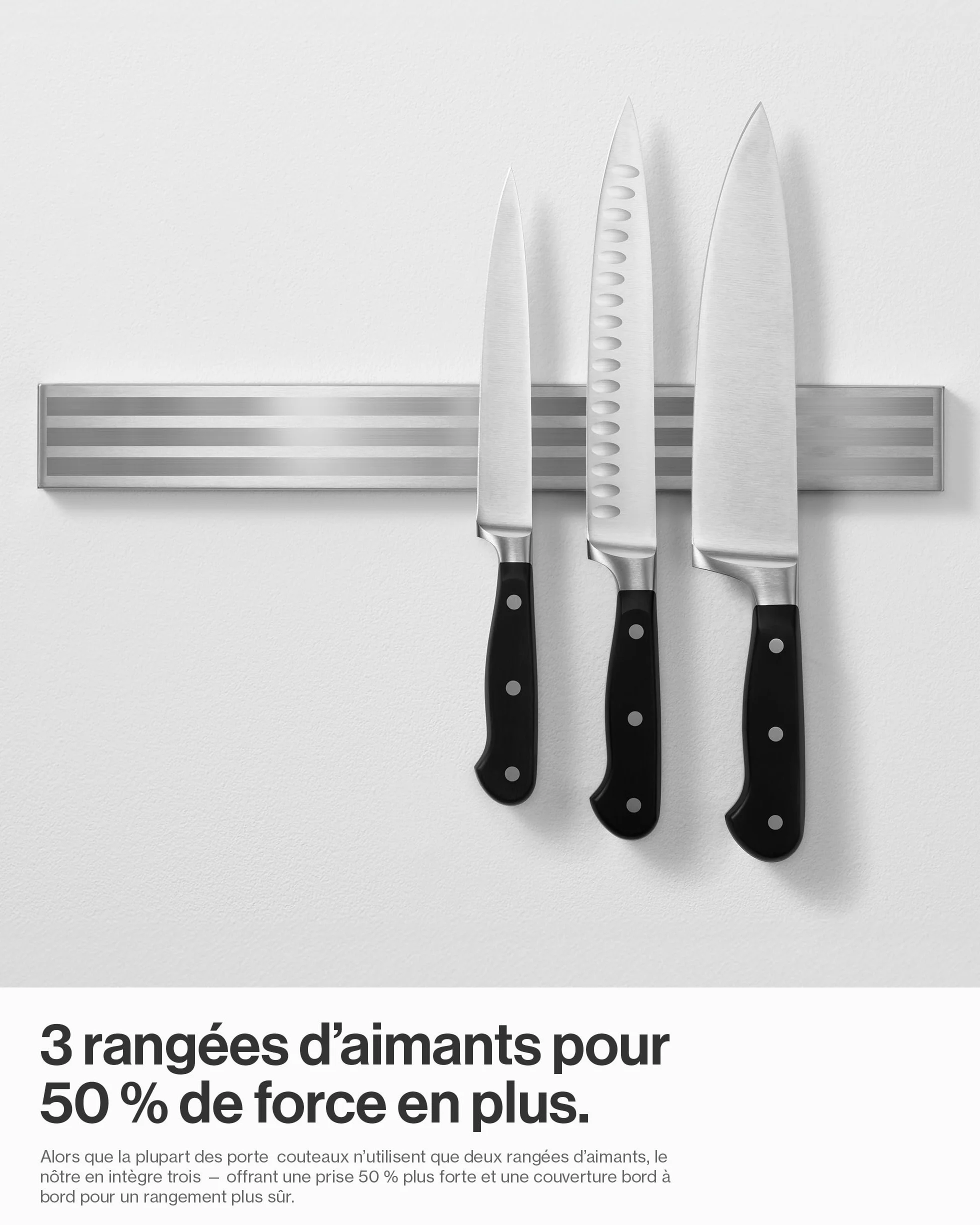 LARHN Porte Couteaux Aimanté 40 cm Acier Inoxydable Barre Aimantée pour Couteaux Cuisine