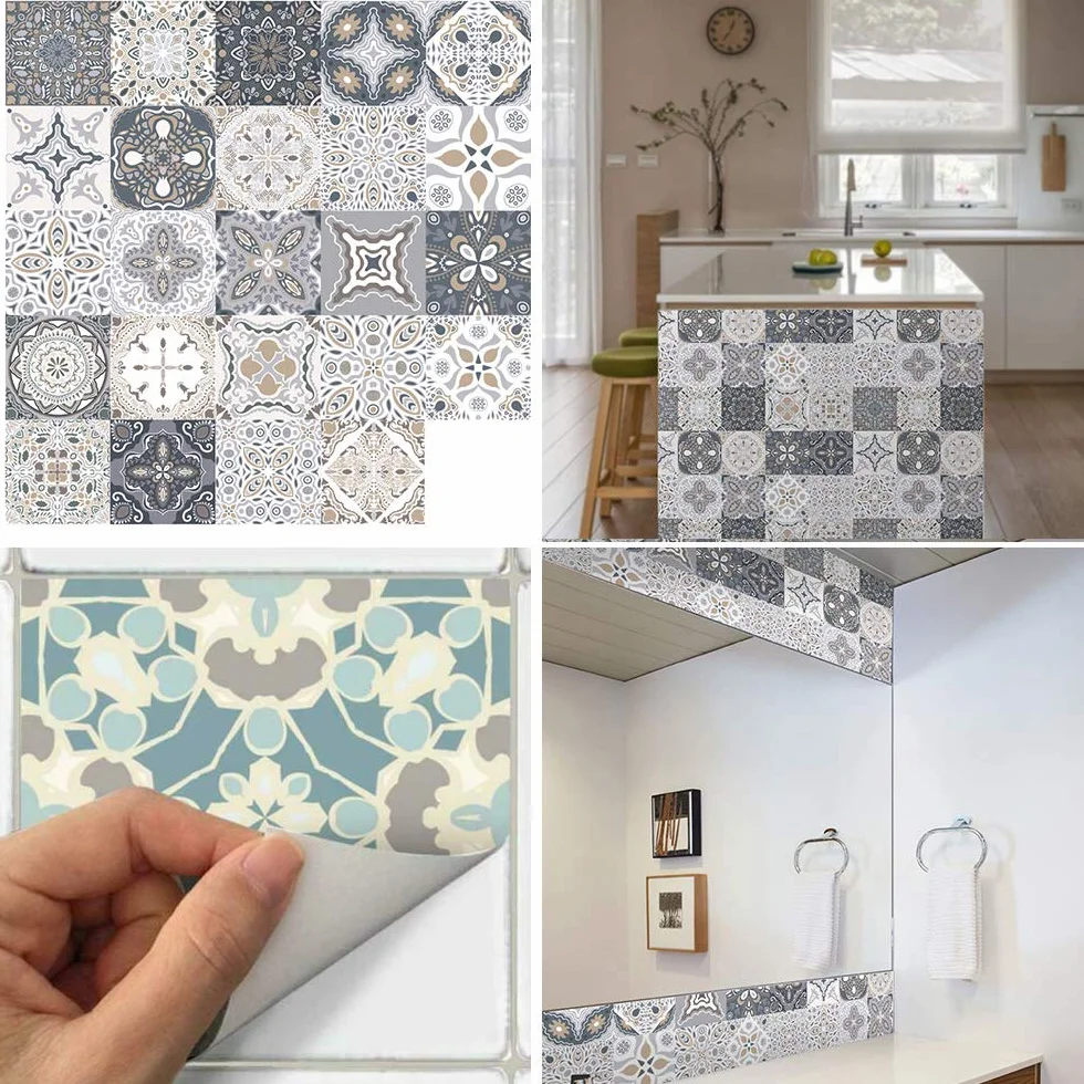 Stickers Carreaux Muraux Autocollant 24pcs 10x10cm Cuisine Salle De Bains Décor
