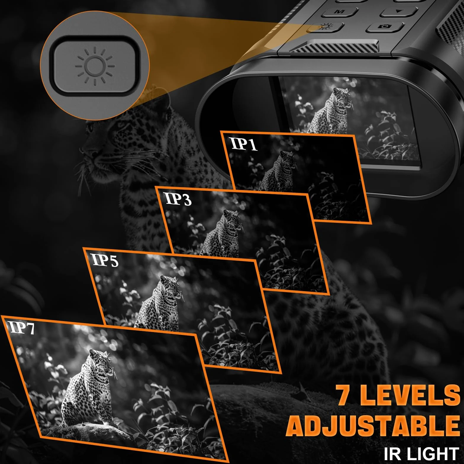 Coolifepro Lornetka noktowizyjna, 4K z akumulatorem 2500 mAh lornetka noktowizor 2,4" TFT LCD 8X cyfrowy zoom 7-poziomowy zoom na podczerwień widok 300 M noktowizor z kartą 32 GB