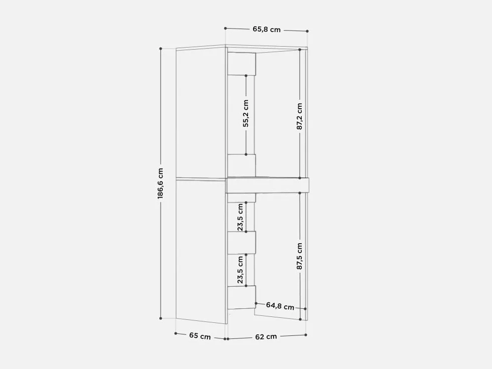PLATAN ROOM Armoire pour machine à laver et sèche-linge avec plateau coulissant • Meuble pour machine à laver et sèche-linge • Armoire haute 187 x 65 x 66 cm (chêne Sonoma)