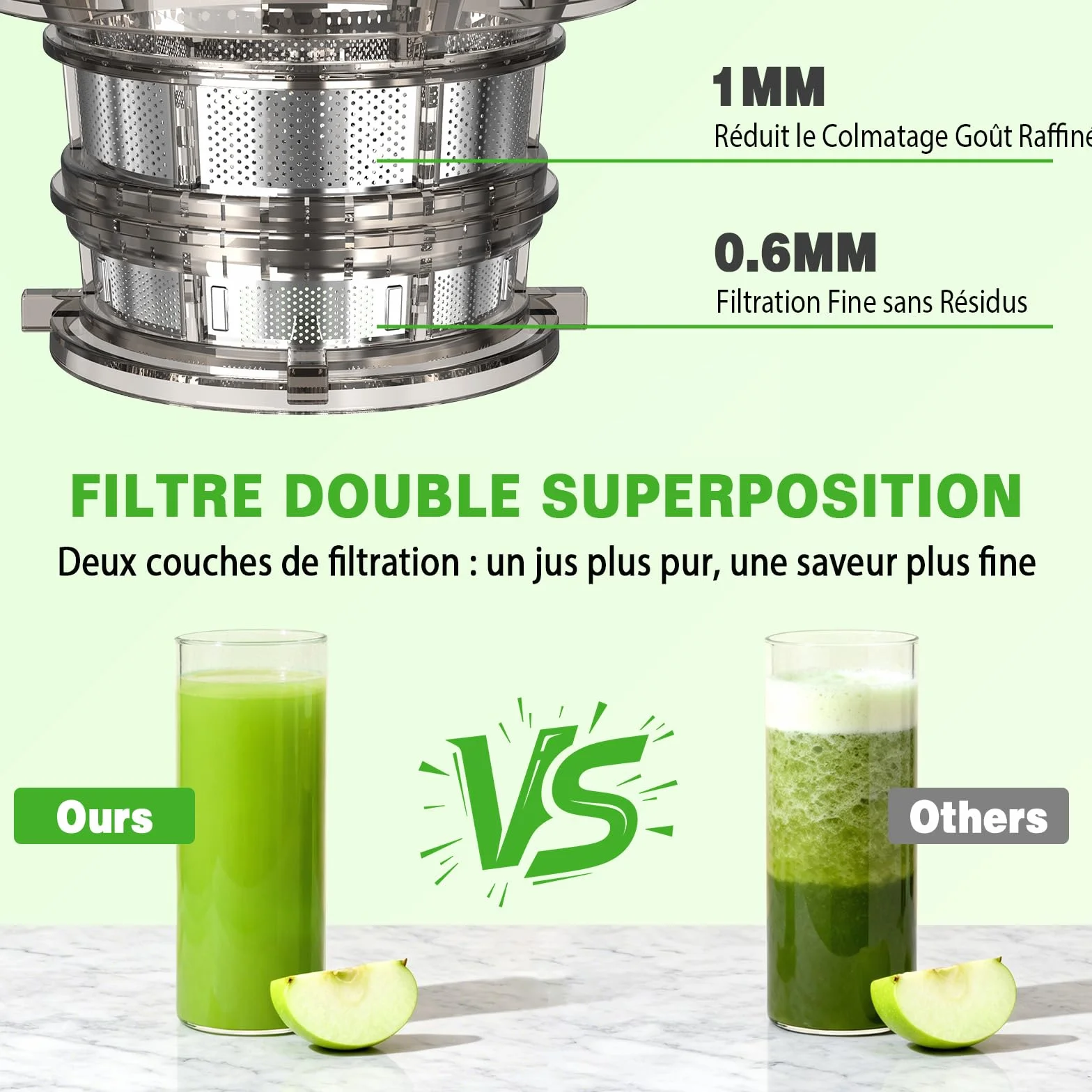 Extracteur de Jus de Fruits et Légumes, Centrifugeuse extracteurs de Jus à Froid, avec Goulotte XXL 130MM et Capacité de 2L, Rendement Élevé de 90%, Inclut Brosse de Nettoyage