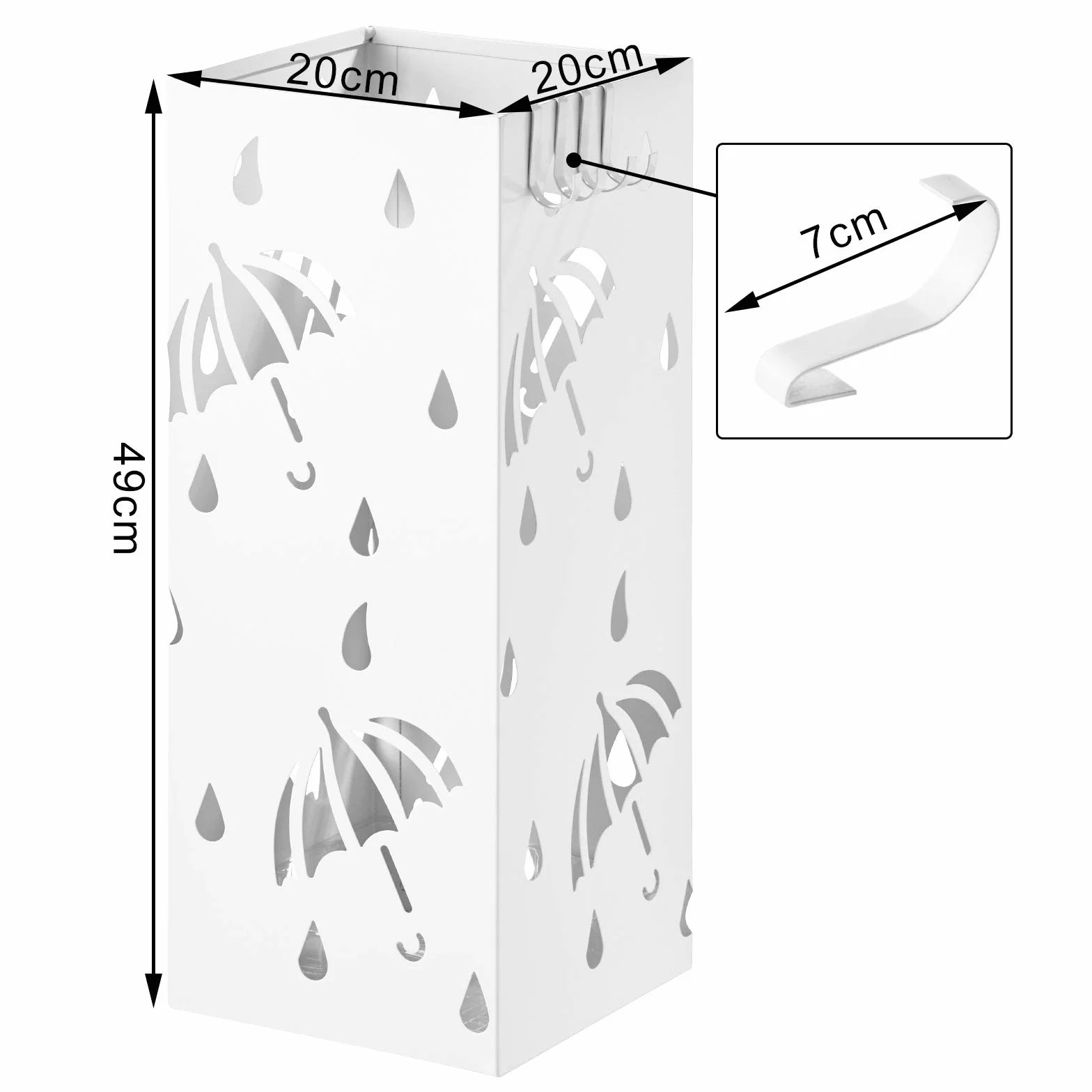 WOLTU SST02ws Porte-Parapluie en métal carrée 20 x 20 x 49cm, Blanc