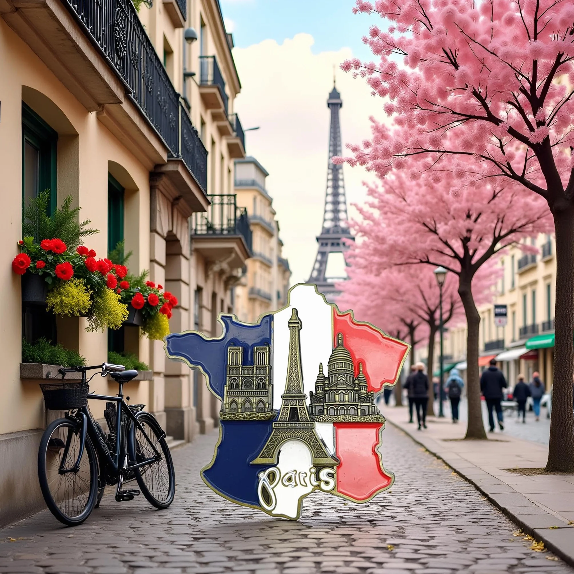 Autocollant multicolore aimants réfrigérateur carte France résine 3D Notre-Dame Paris accessoires