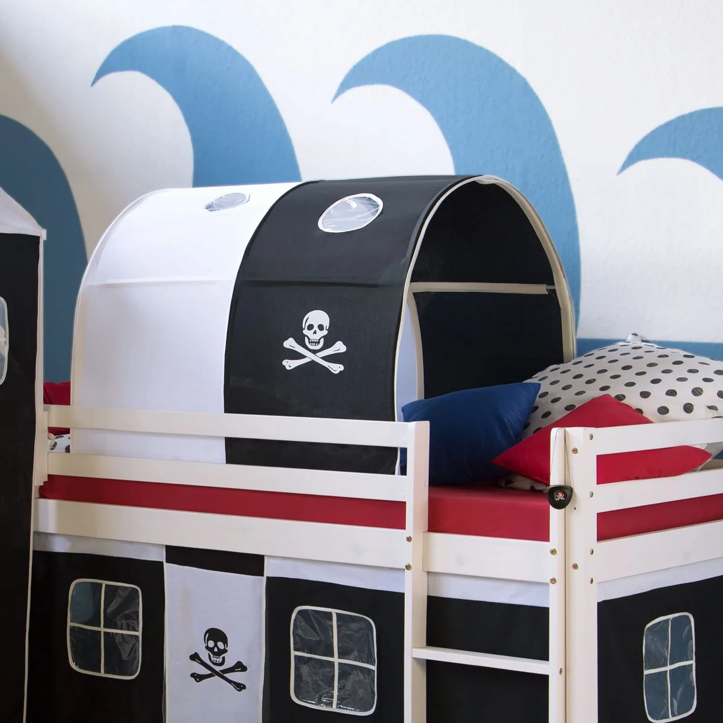 Homestyle4u Tunnel pour Enfant Lit Design, Bois, Bois Dense, Noir, 100 x 90 x 70 cm