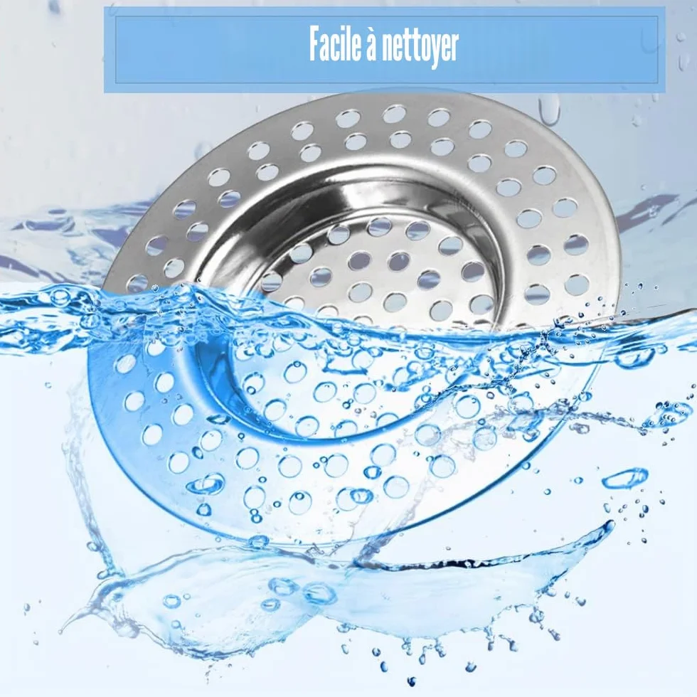 Filtre évier Cuisine INOX Tamis lavabo Cheveux Douche Vidange Grille Evier Drain Lavabo Baignoire Bonde