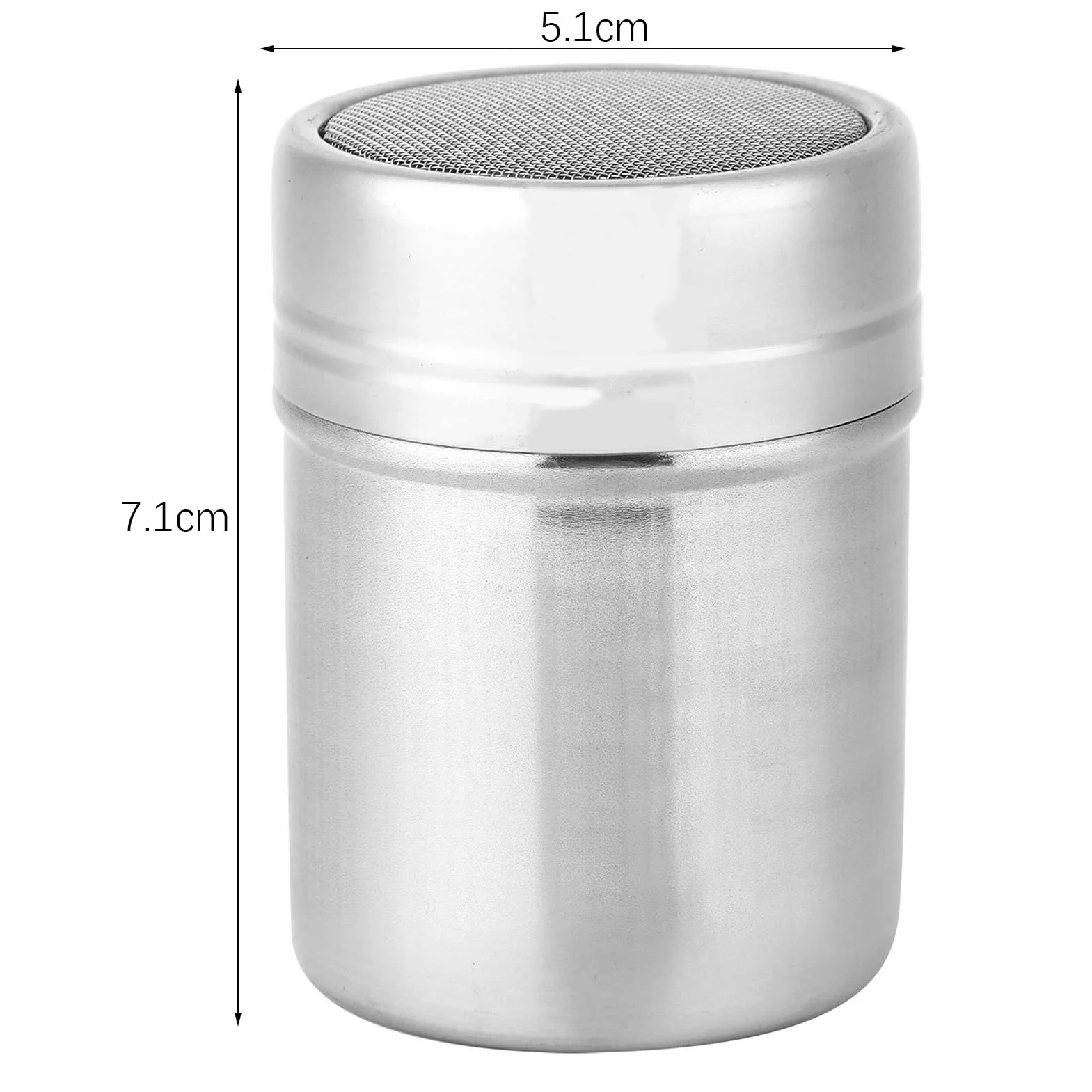 Lot de 3 saupoudreuses en acier inoxydable (7,1 x 5,1 cm) avec couvercles – Pour sucre glace, cacao, farine, épices – Idéal pour pâtisserie et café
