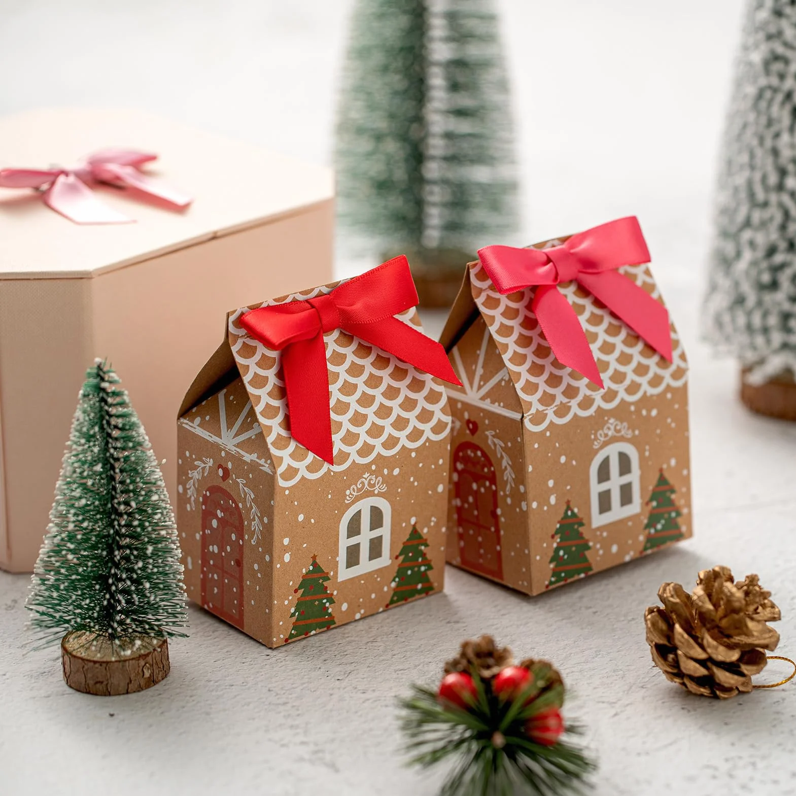 Lot de 50 nœuds pour Cadeaux Vert Sauge - Petits nœuds Décoration Noël Mariages