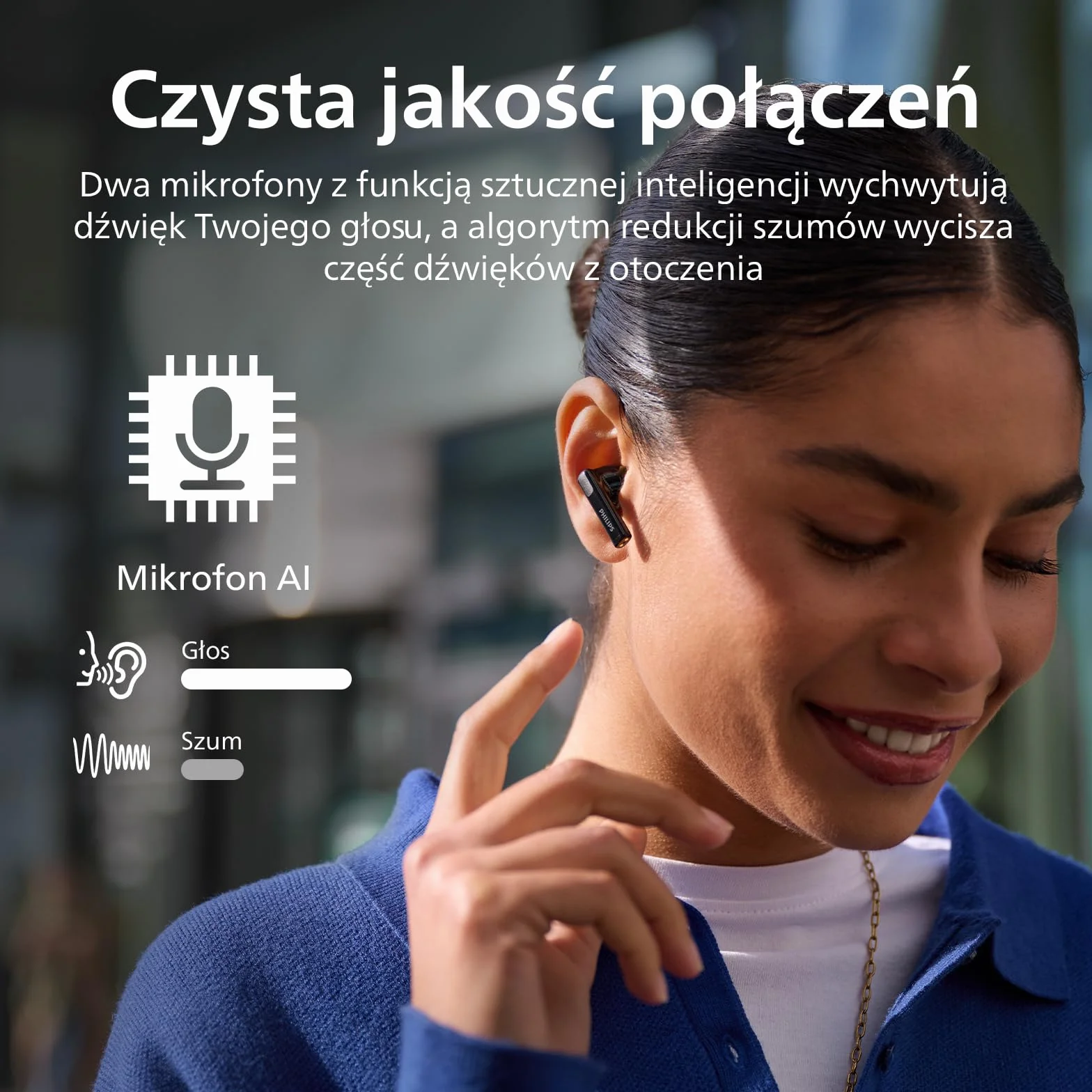 Philips TAT2520BK Słuchawki douszne z redukcją szumów Bluetooth True Wireless - małe końcówki, naturalny dźwięk, funkcja dynamicznego basu, kieszonkowe etui ładujące, wyraźne połączenia - czarne