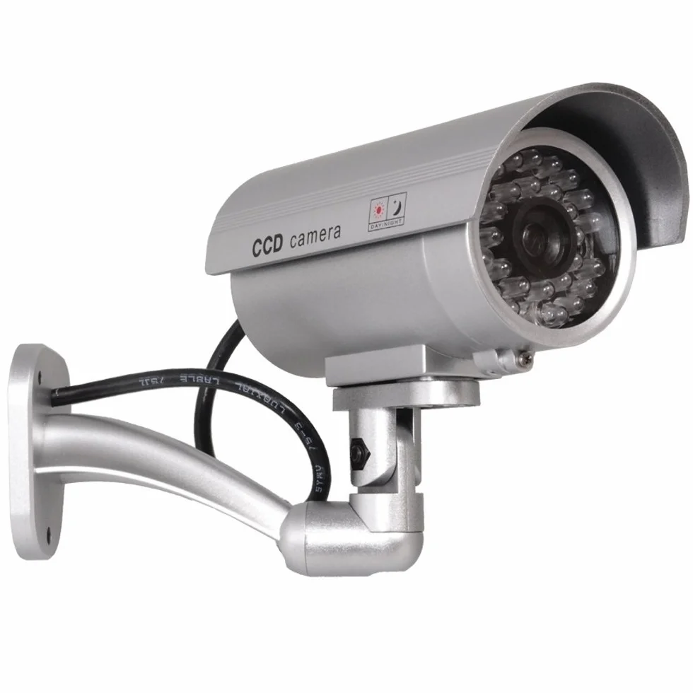 Maclean IR9000 kamera do monitoringu, atrapa, system alarmowy, wodoszczelna lampa LED, kolor srebrny