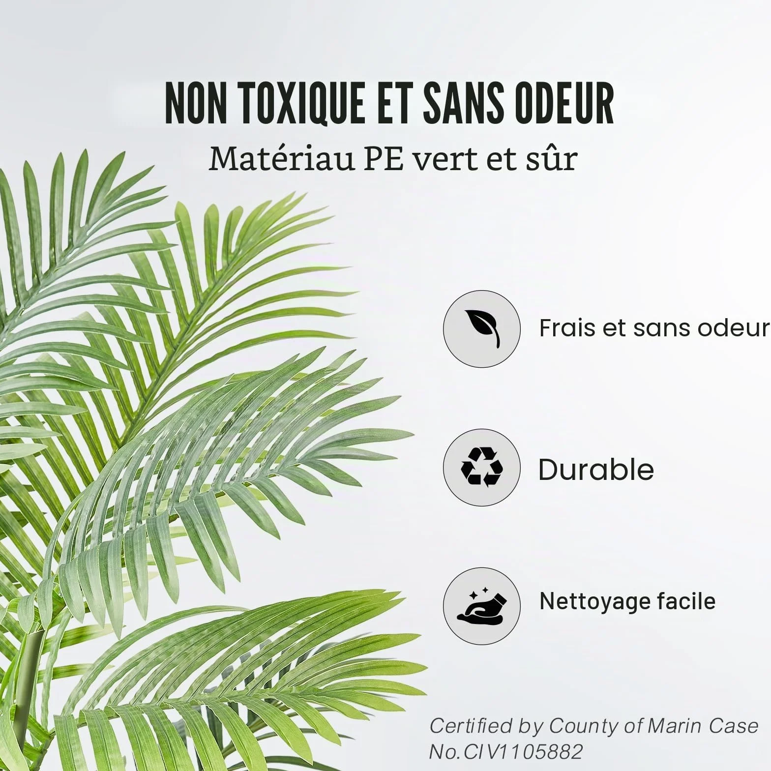 VEVOR Arbre Artificiel 1219 mm Plante Artificielle PE Palmier à Noix de Bétel 2 Faux Arbres Vert avec Pot
