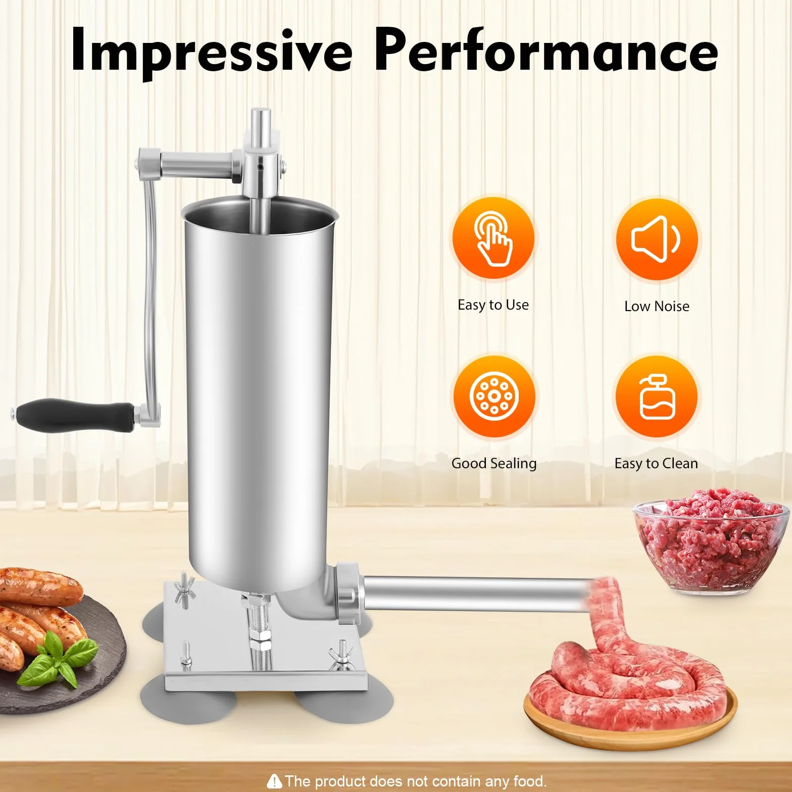 Poussoir à Saucisse Manuelle 3L Machine à Saucisse Verticale Acier Inoxydable