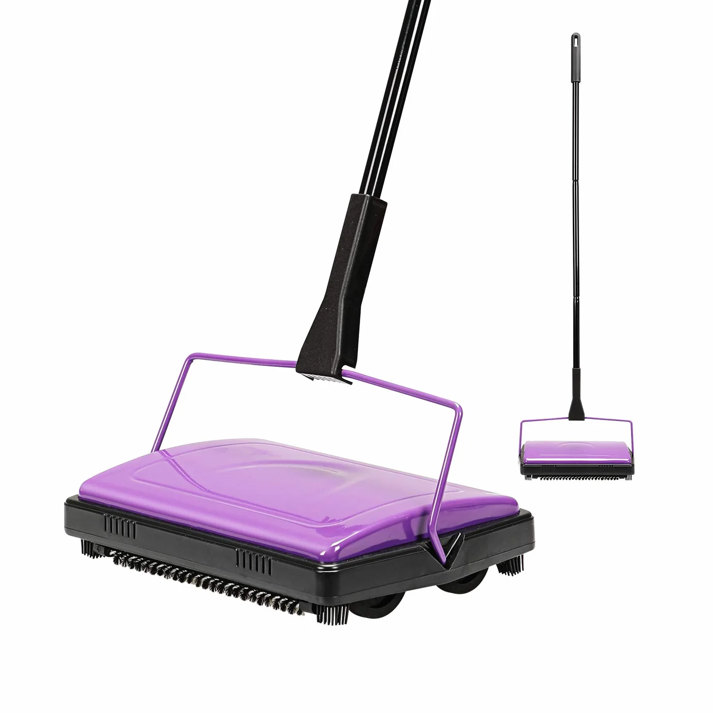 Yocada Nettoyeur de tapis pour la maison, le bureau, les tapis bas, les sous-poils, les poils d'animaux, la poussière, les restes de papier, les petits déchets avec une brosse - Violet