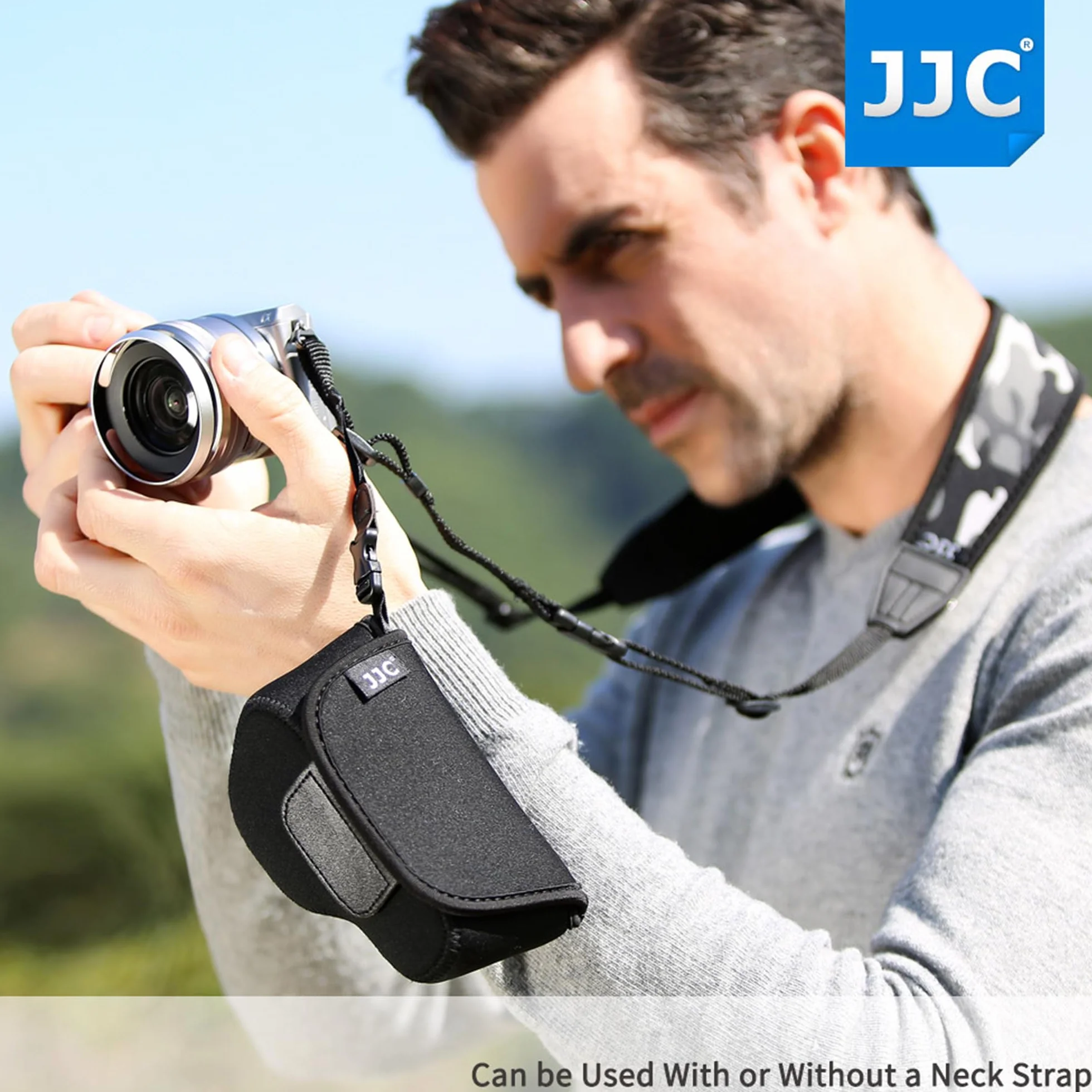 JJC Etui neoprenowe do Fujifilm X100V Fuji X-E4 X-T30 X-T20 X-T10 X-T100 X-A5 + Fujinon XC 15-45mm PZ/XF 35mm f2 R/XF 18mm f2 R, Olympus E-M10 Mark II + obiektyw 14-4-45 mm 2 mm