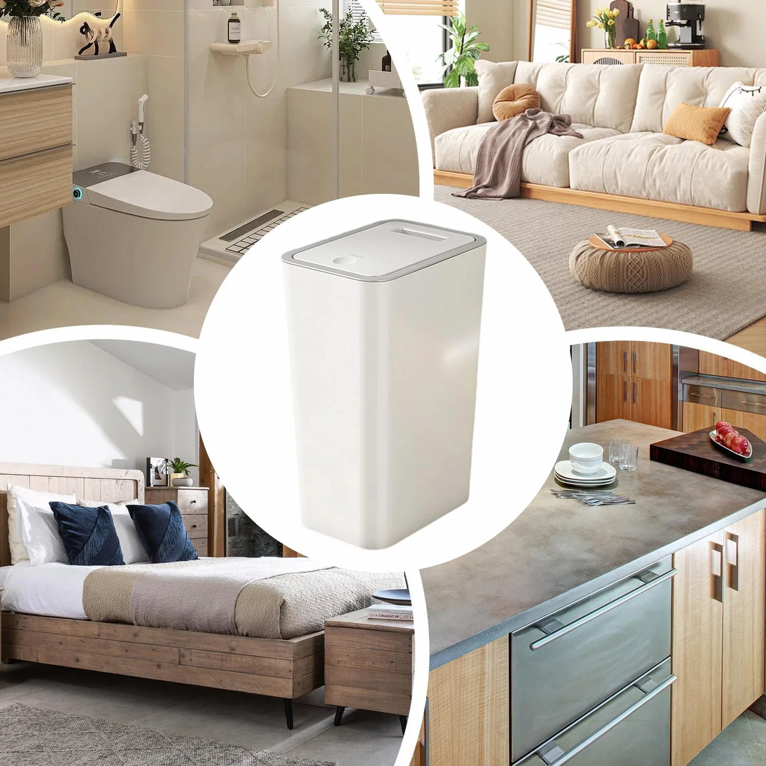 Poubelle Avec Couvercle 10L Pour Bureau Maison Salle De Bain Intérieur