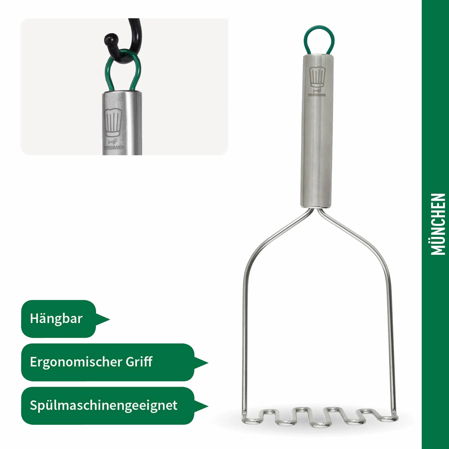 Fackelmann Presse-purée acier inoxydable 230°C résistant chaleur lave-vaisselle
