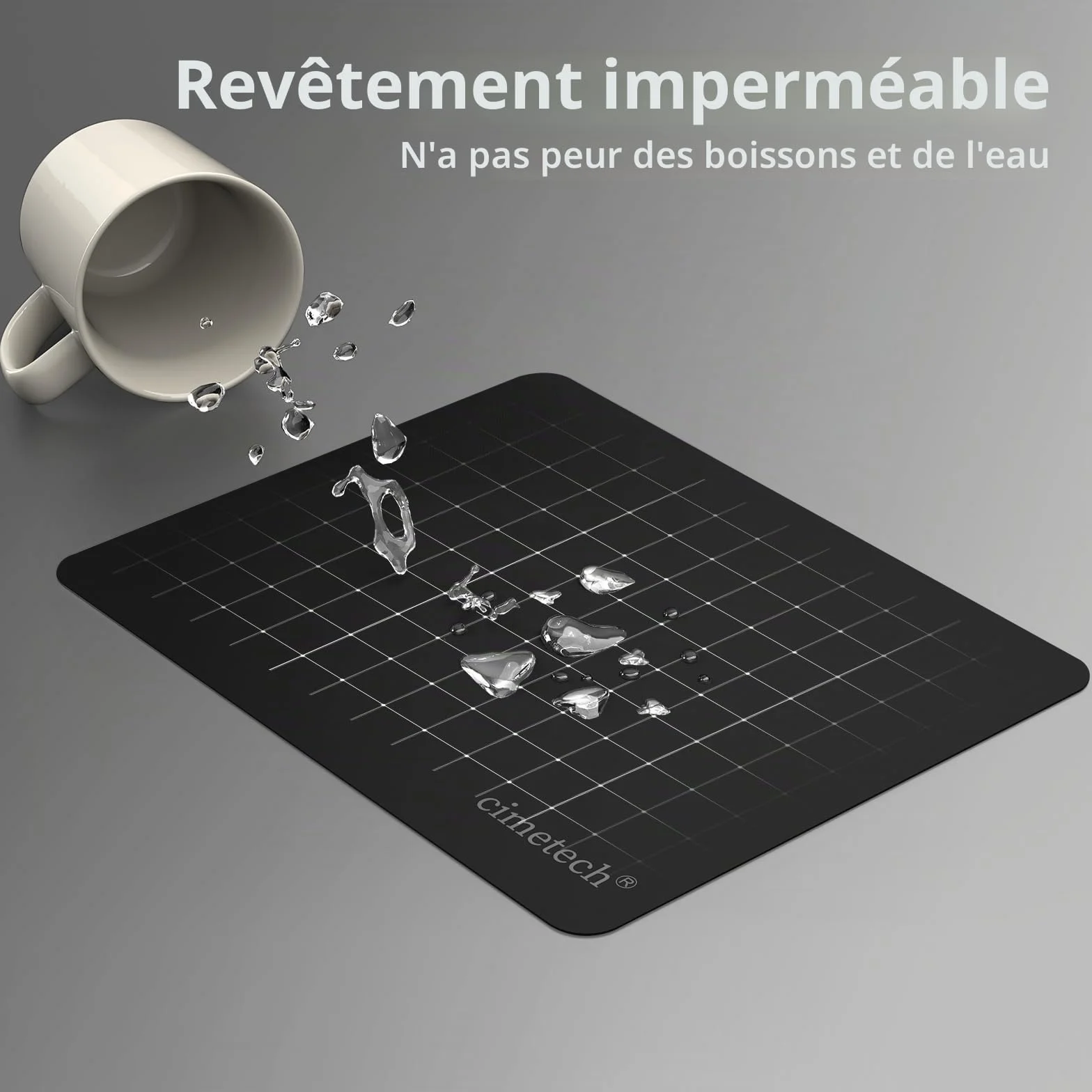 cimetech Tapis de Souris 23 x 18 cm Ultra Mince Antidérapant Lavable Noir