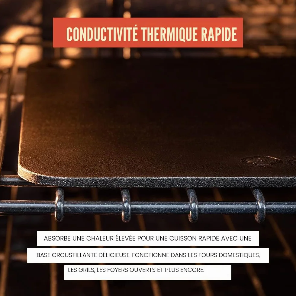Chef Pomodoro | Pierre à Pizza en Acier pour Four - Plaque Pizza, Acier de Cuisson Rapide et Homogène pour grill et four - Acier à Pizza Pré-enduit Original et Artisanal (33 x 33 x 0,6 cm)