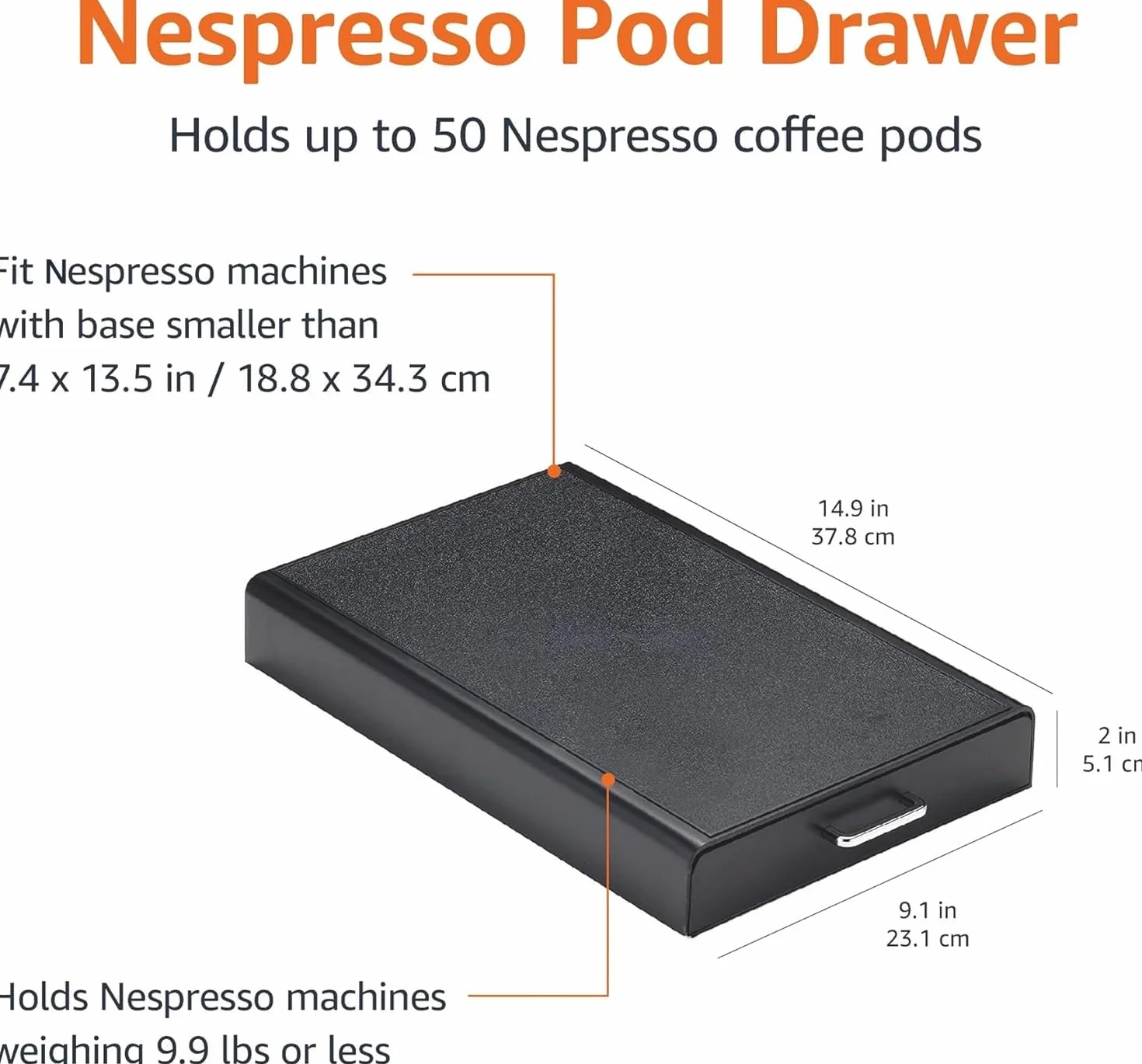 Amazon Basics Rangement pour Orignalline Nespresso 1 Tiroir 50 Capsules Capacité Noir