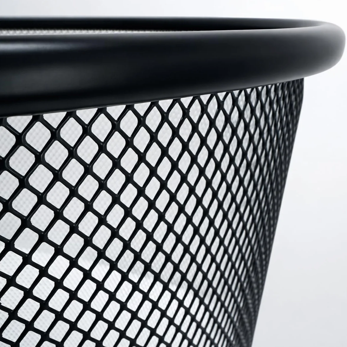 Waytex Lot de 3 Corbeilles à Papier Bureau Métal Mesh Noir 18L Diamètre 29,5cm x Hauteur 34cm