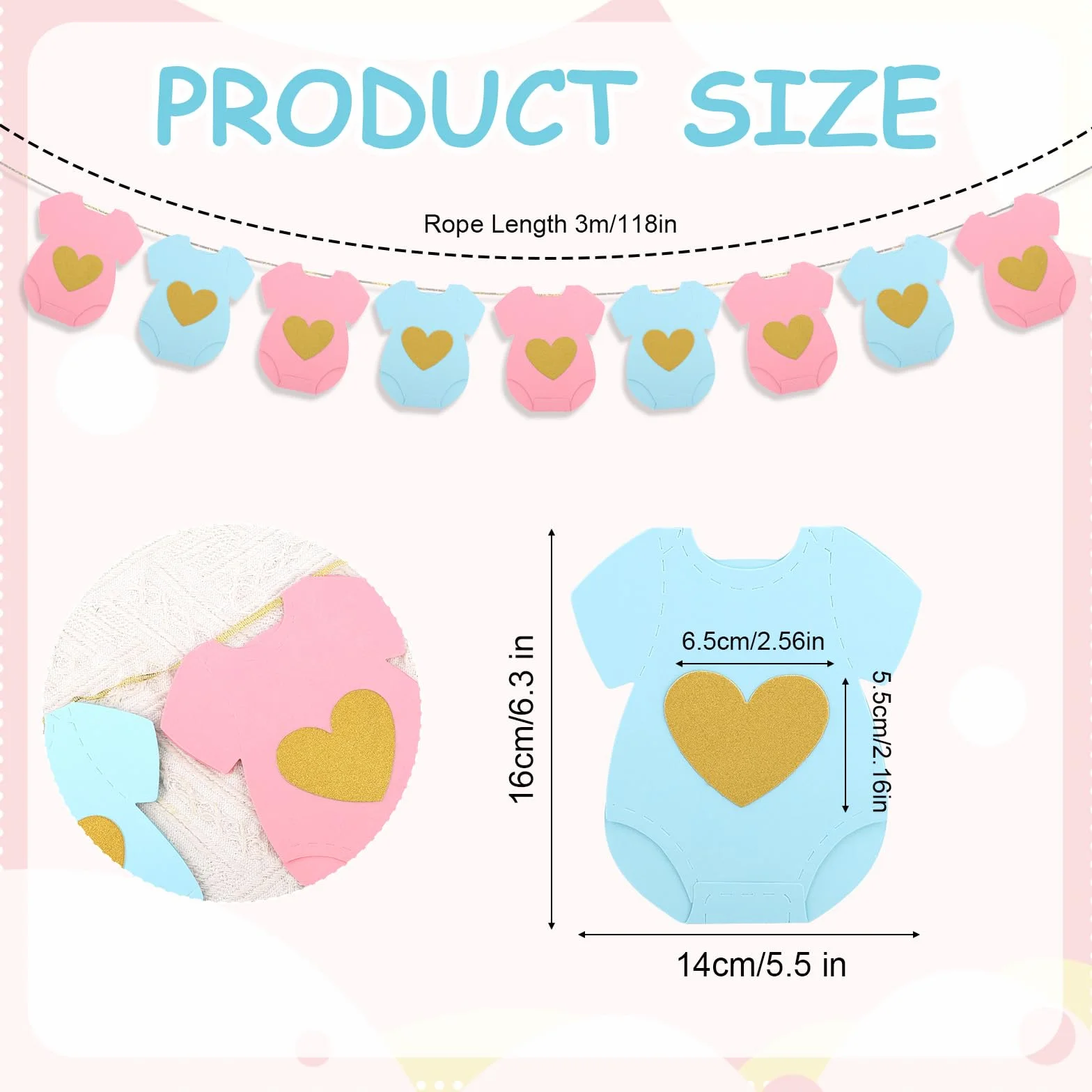 Guirlande Papier Bleu Rose Baby Shower Bannière Révéler Sexe Bébé Décorations Fête Bienvenue Nouveau Né