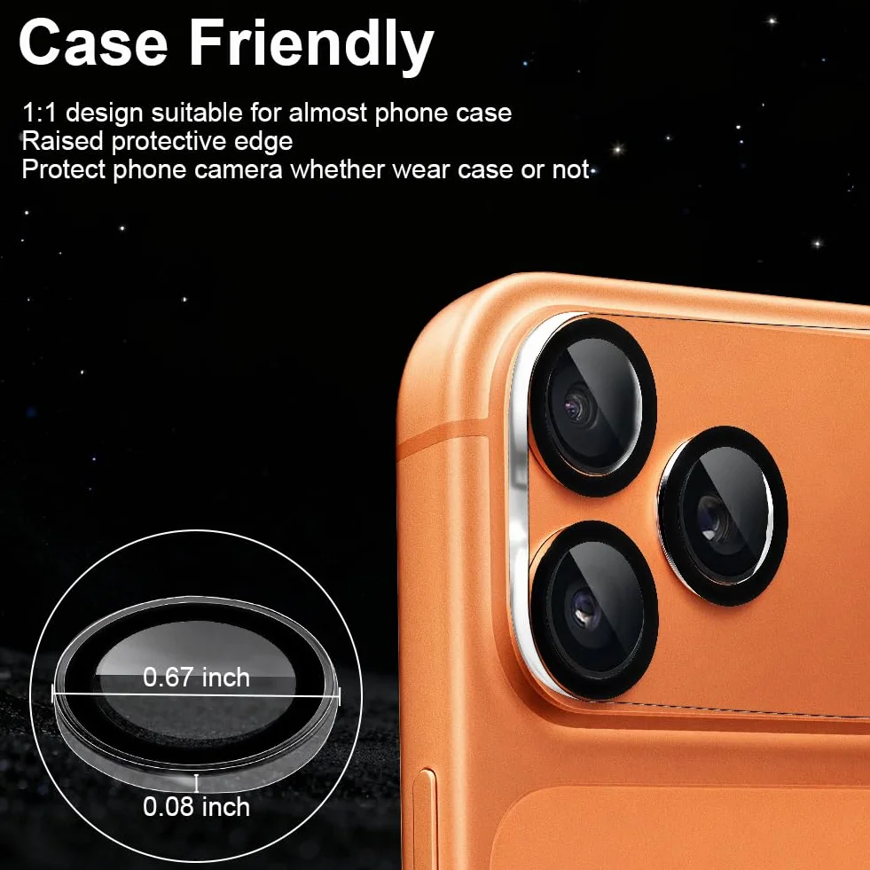 Osłona Obiektywu Aparatu iPhone 17 Pro folia ochronna na aparat, 3 sztuki szkło ochronne na aparat twardość 9H szkło hartowane na aparat, Ultra HD przezroczysta folia na obiektyw