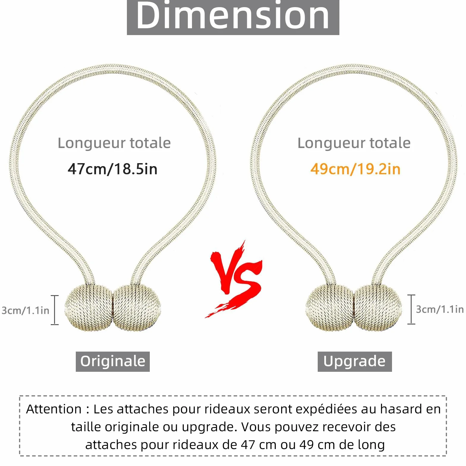TopHomer Lot de 2 Embrasses Rideaux Magnétiques Polyester Beige