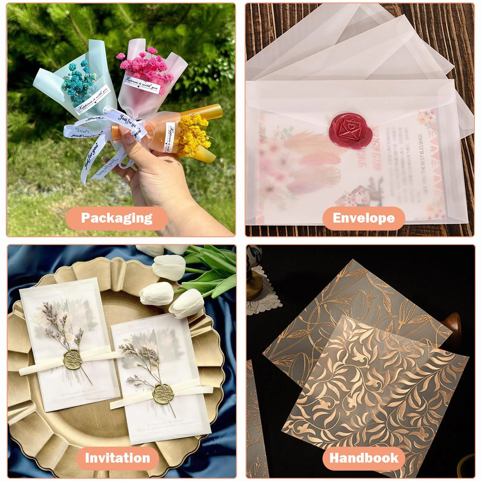 TRUEIN Papier Calque Couleur A4 100g/m² 40 Feuilles 20 Couleurs Papier Transparent Imprimable