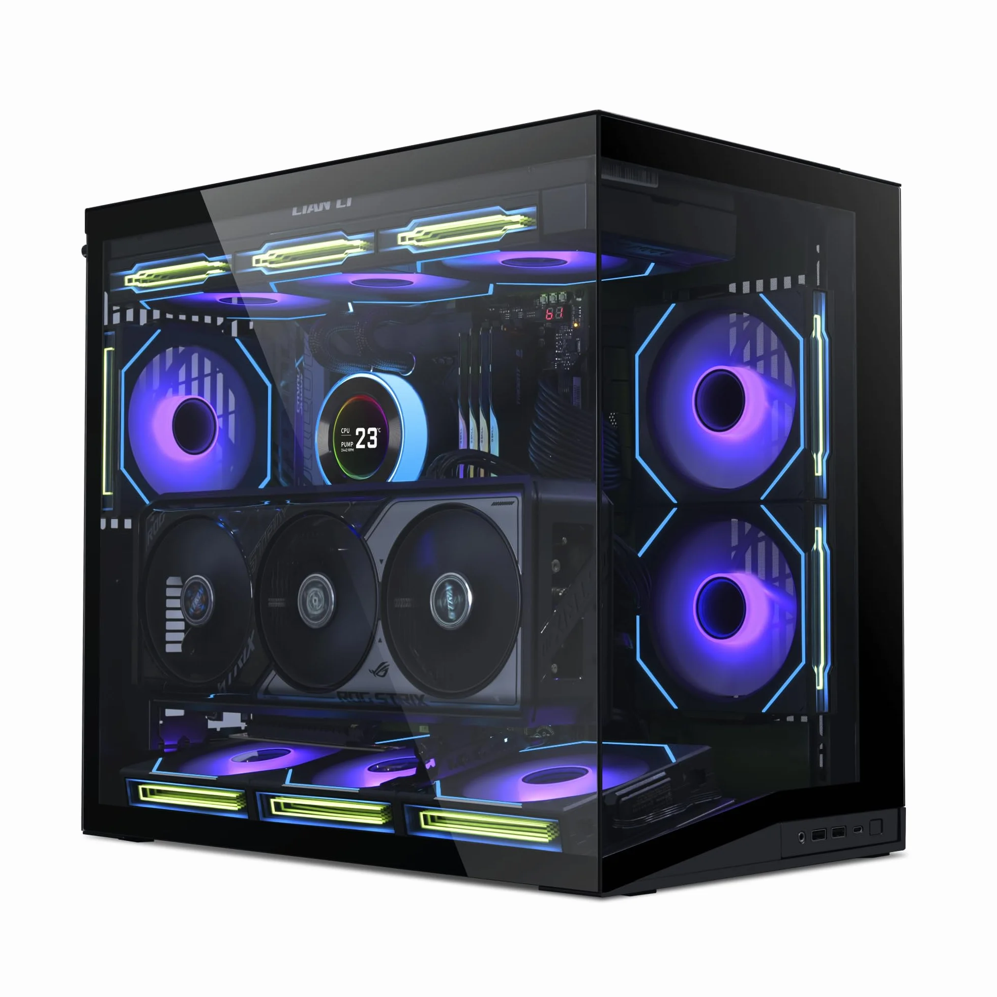 Lian Li O11 Dynamic Mini V2 obudowa PC, czarna, kompaktowa obudowa ATX Midi Tower z dwukomorową konstrukcją, szkłem hartowanym i modułową konstrukcją