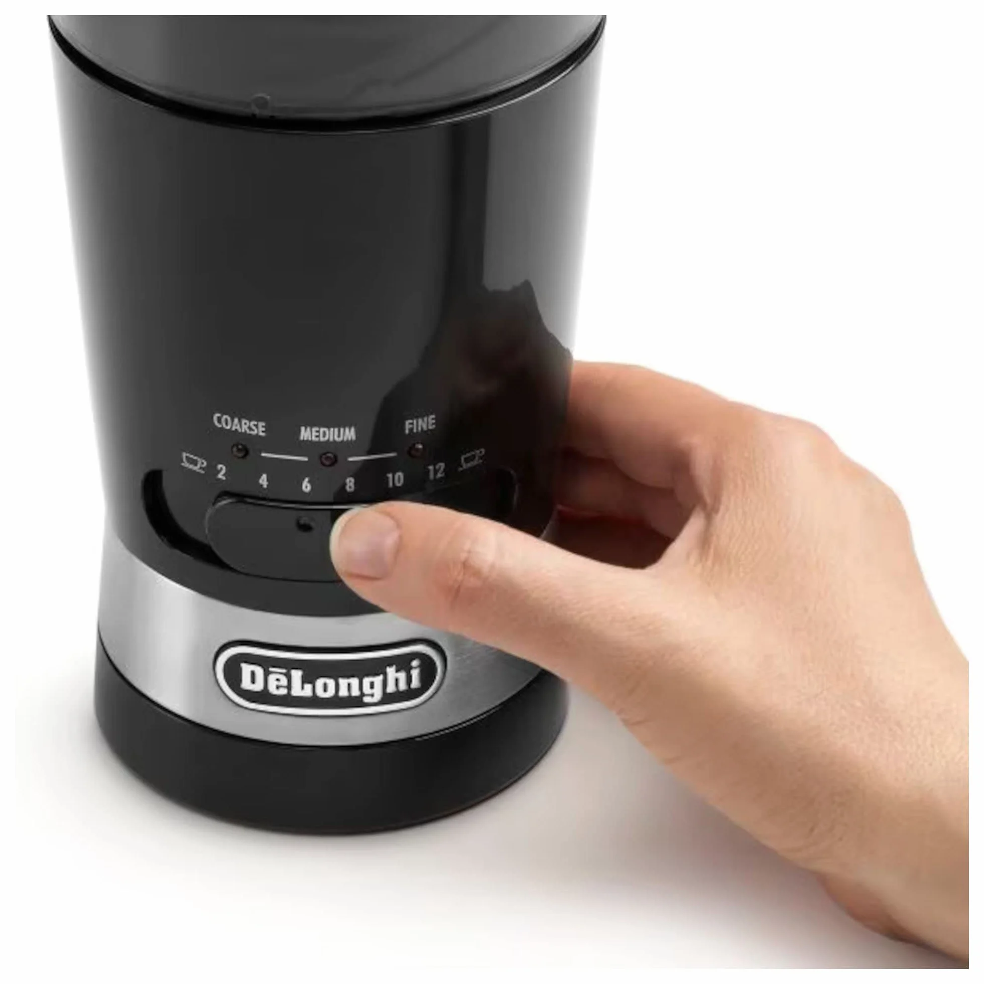 De'Longhi 1 KG210 Moulin à café 90 grammes, Lames en Acier Inoxydable, capacité de Tasse réglable, Utilisation Ultra-Rapide, Multicolore