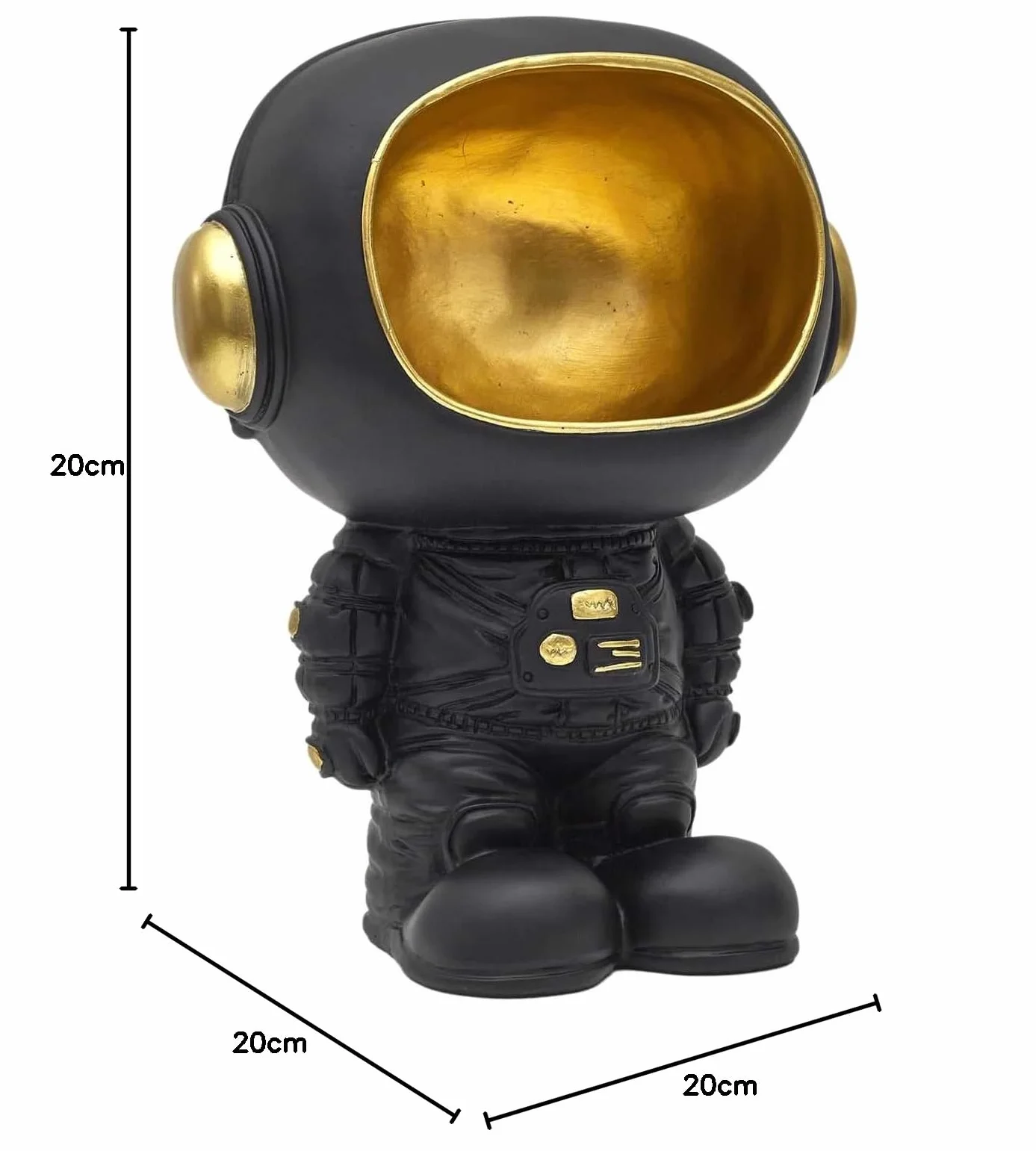 Statue Astronaute Vide Poche Noir 20 cm Objet Décoratif Moderne Design Futuriste