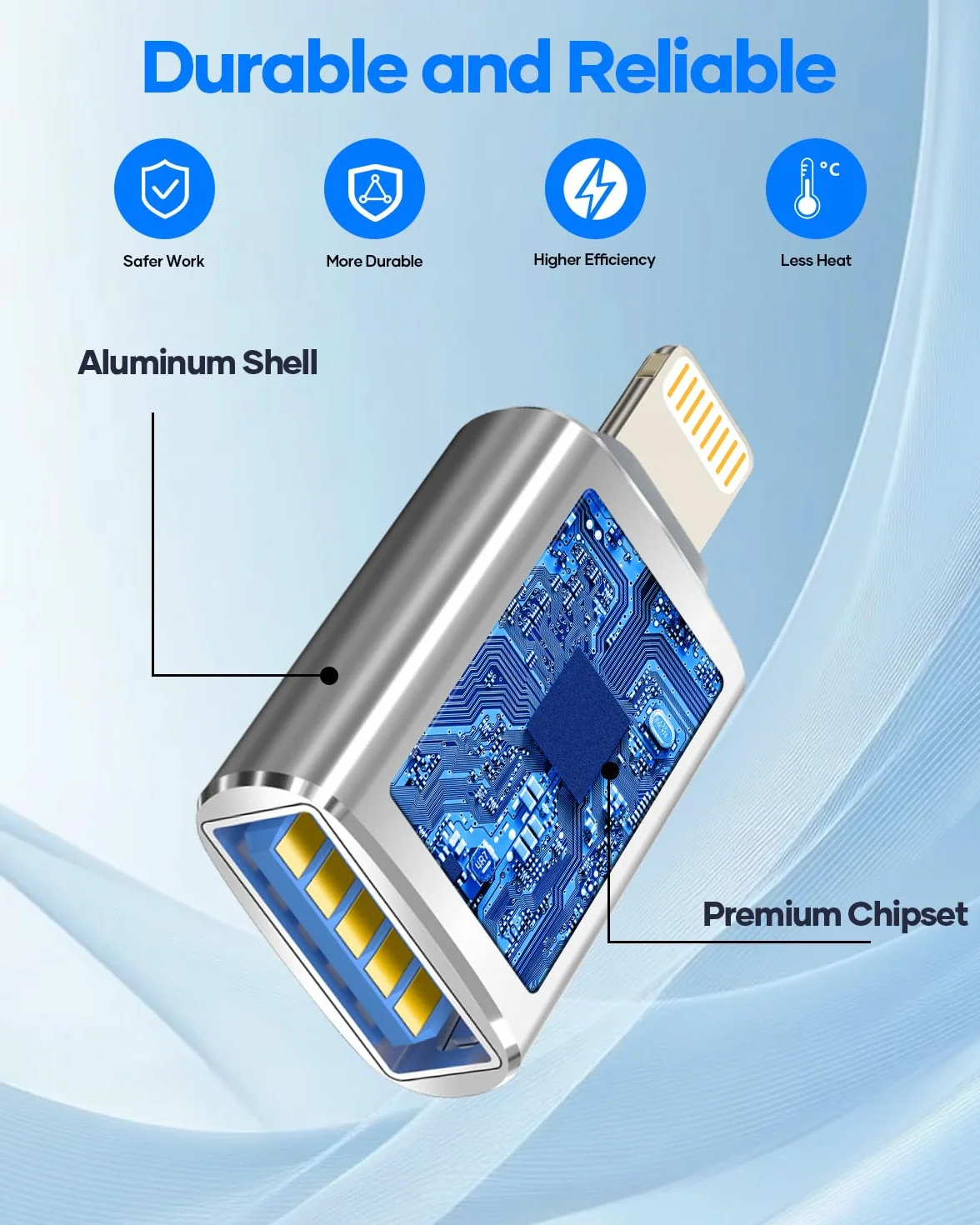 Adaptateur Lightning vers USB Mâle Femelle pour iPhone 14 13 12 11 Pro Max OTG