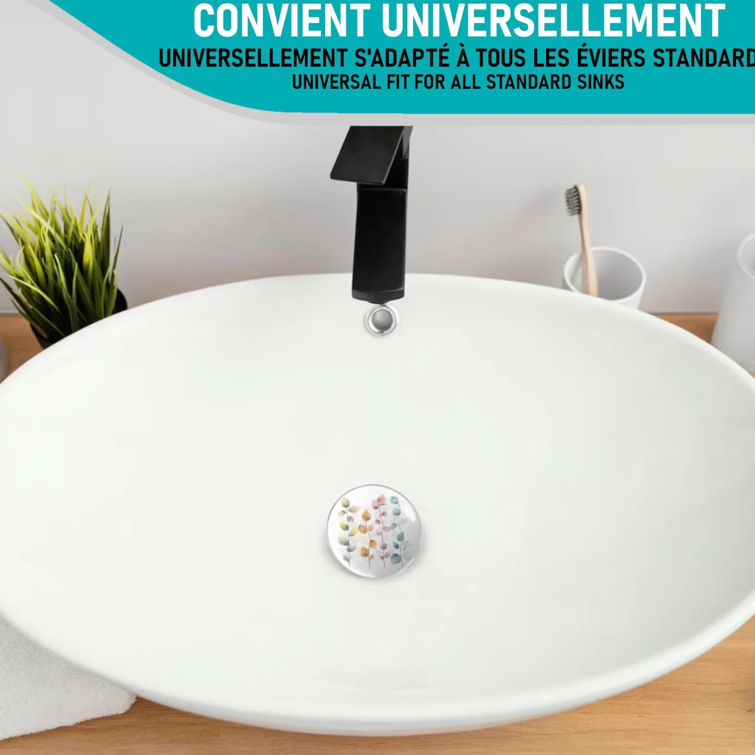 Arteneur Bouchon de lavabo 40mm acier inoxydable excentrique avec vis en laiton extra lourde universel