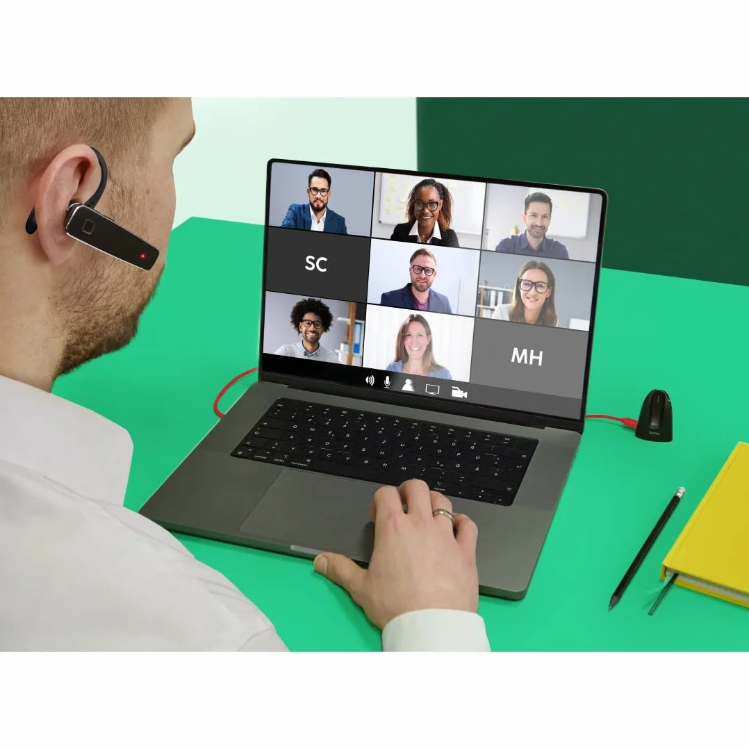 Hama Zestaw słuchawkowy Bluetooth "MyVoice2100", One-Ear (Mono Headset Bluetooth 5.0, akumulator 80 h, bezprzewodowy zestaw słuchawkowy do 2 urządzeń, pałąk na ucho S/L, idealny dla osób noszących