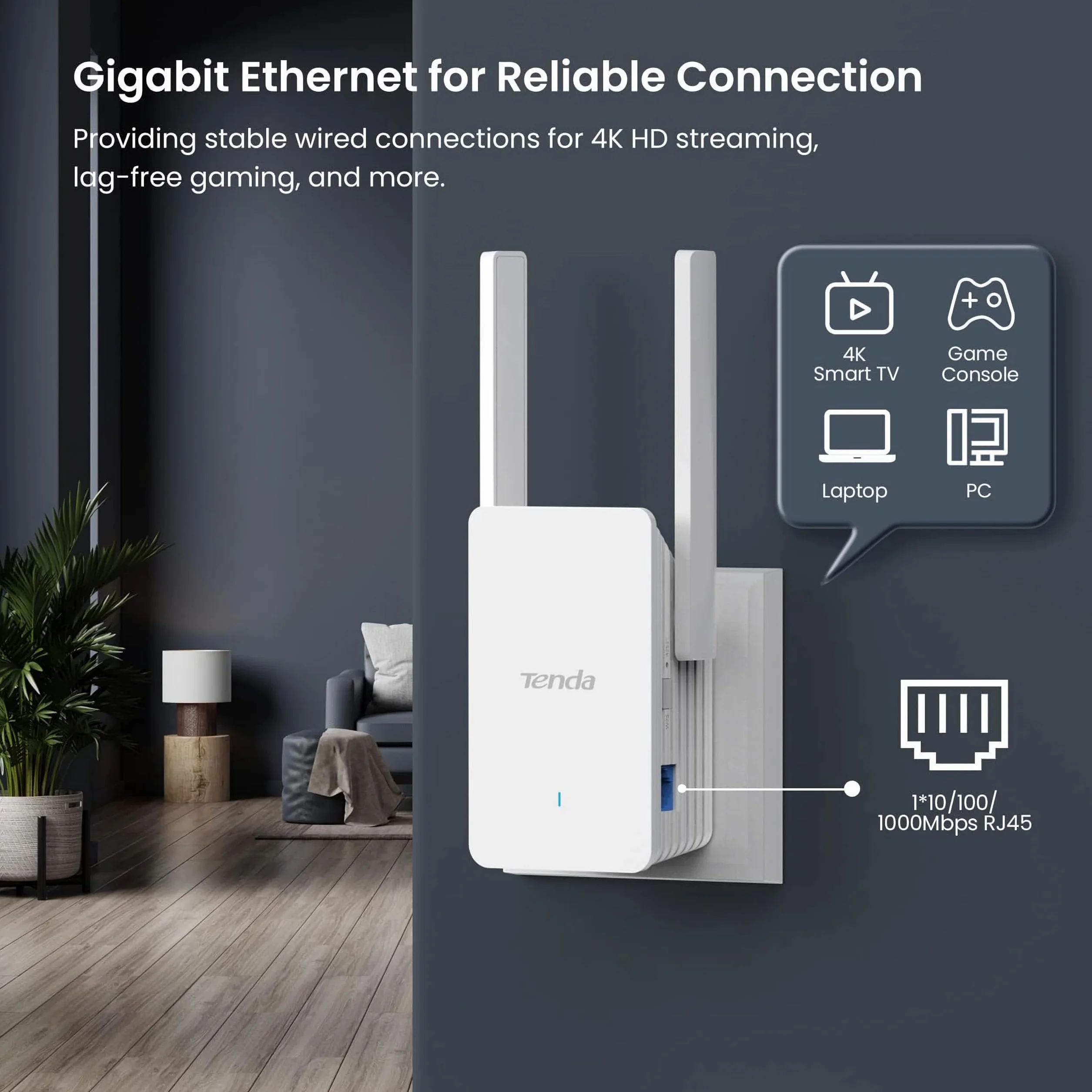 Tenda Wzmacniacz Wi-Fi 6 AX3000, Wzmacniacz sygnału WiFi, Dwuzakresowy 2.4 GHz/5GHz, Przedłużacz Wi-Fi Kompatybilny z routerami, Tryb Ap, Przycisk WPS, Inteligentny sygnał LED (A33), Biały