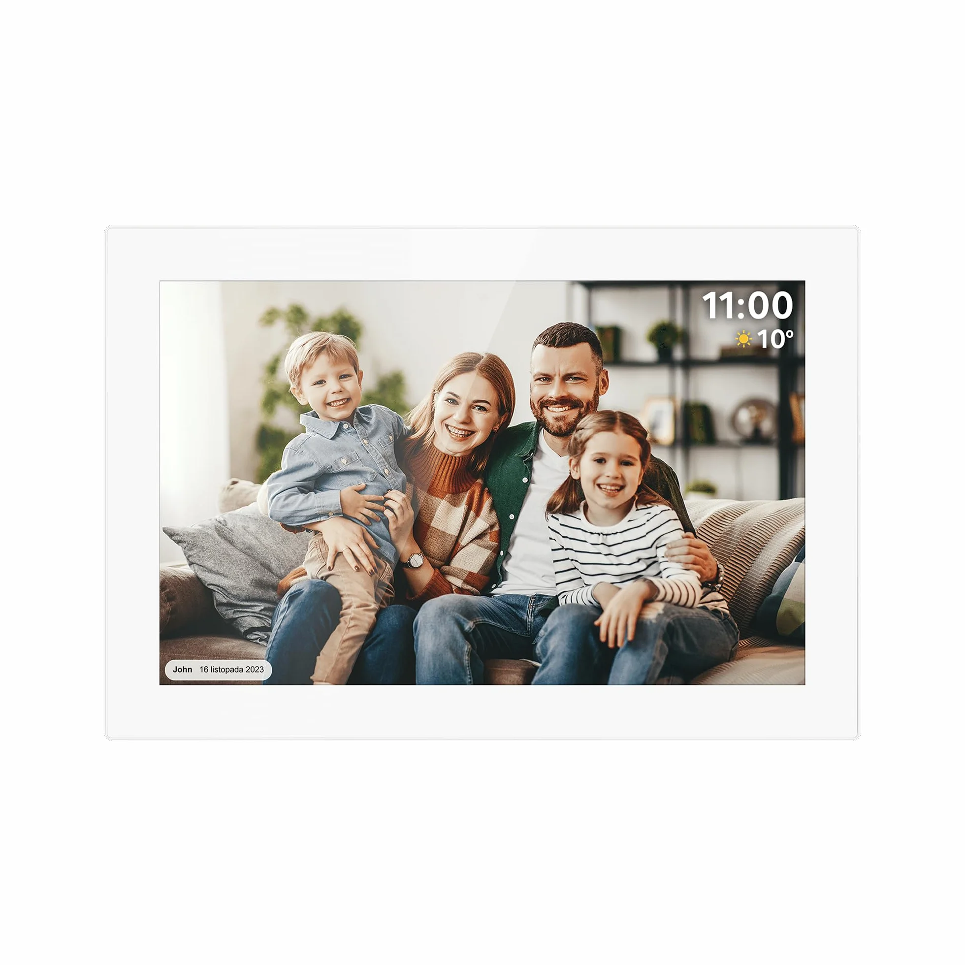 Krüger&Matz Cyfrowa Ramka na Zdjęcia FRAMEO 1280 x 800 px 10,1" Wi-Fi MicroSD Odtwarzanie Klipów Wideo Timer Pogoda Biała Ramka KM1100W