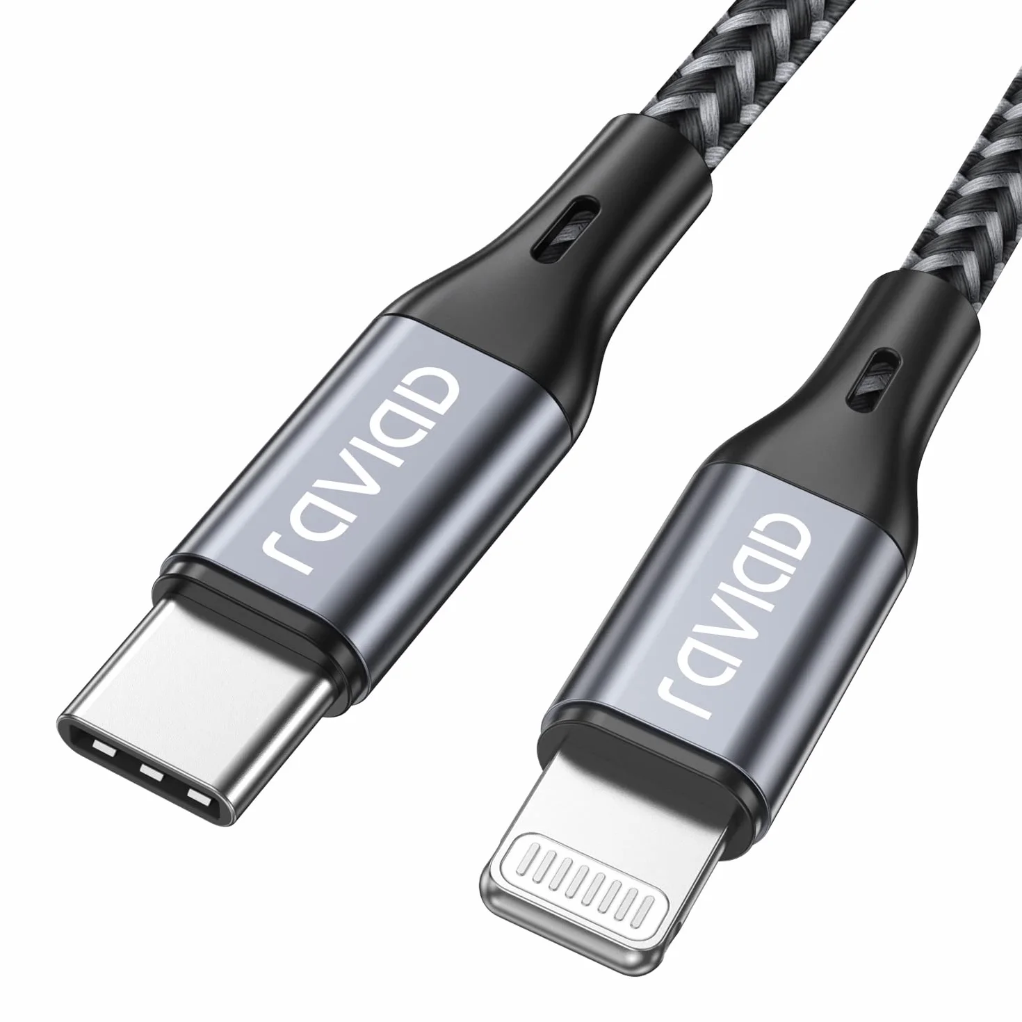 RAVIAD Câble USB C vers Lightning 1M MFi Certifié Charge Rapide Power Delivery Compatible iPhone 14 13 12 11 Pro Max Mini XR XS X 8 7 Plus 6s 6 SE Gris