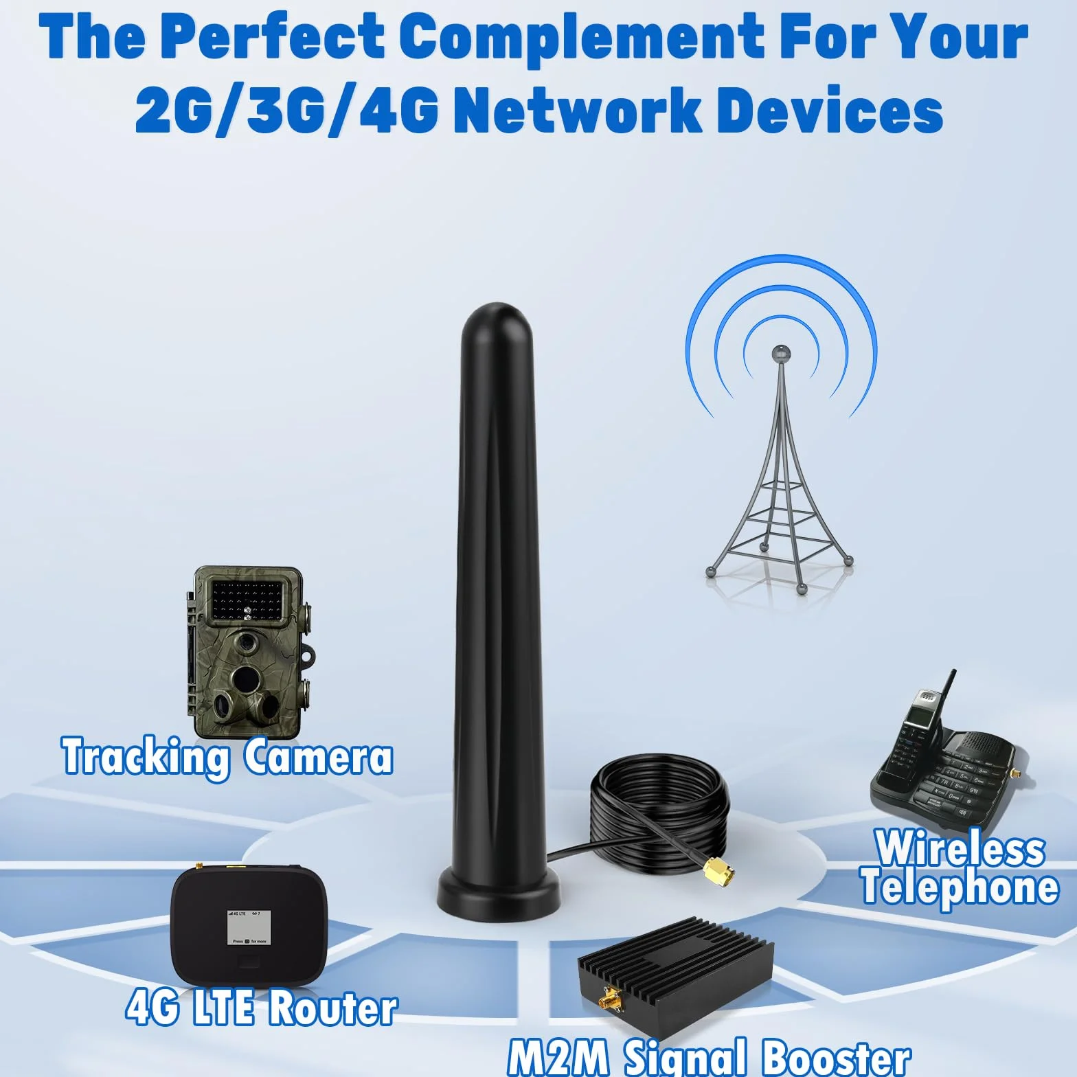 Eightwood Antena magnetyczna 4G LTE SMA 6dBi antena wielokierunkowa z adapterem TS9 + kabel antenowy 3 m do kamery leśnej 4G LTE Router Modem Kamera GSM Hotspot itp