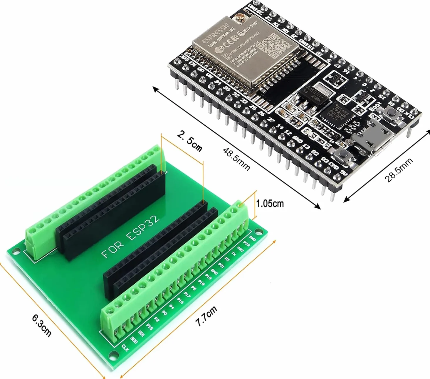 ESP32 ESP32-DevKitC Core Board pour ESP32 Development Board ESP32-WROOM-32U avec Breakoutboard et Câble de Données