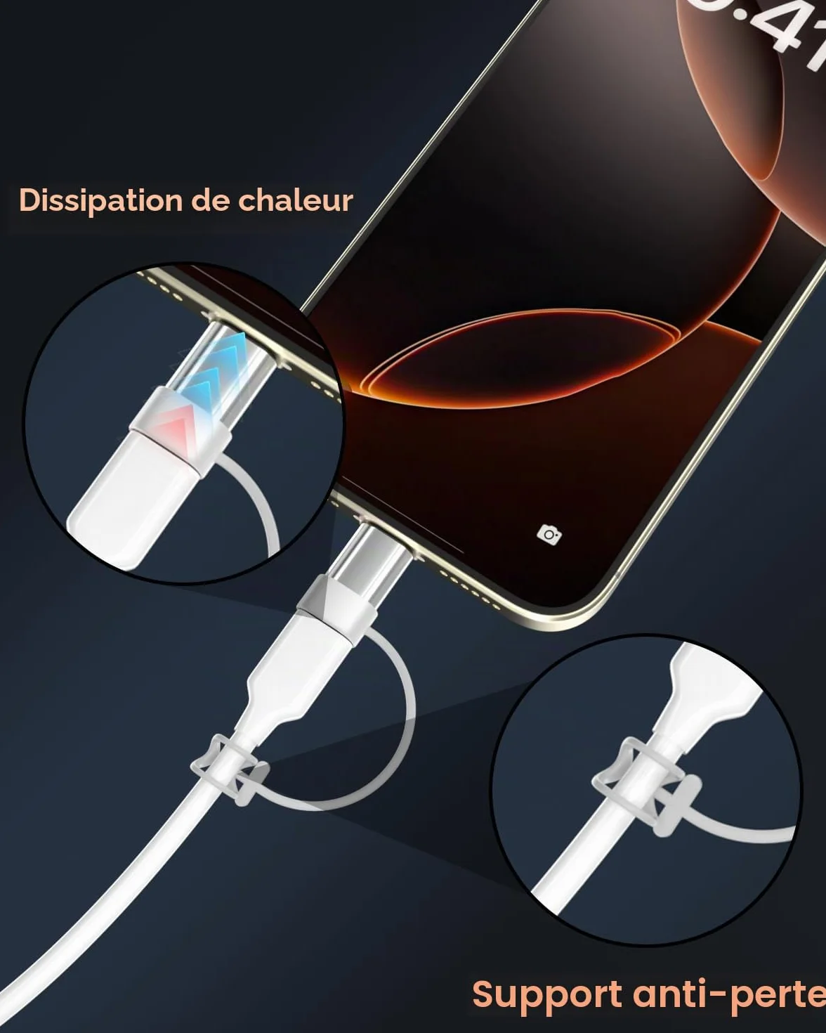 Adaptateur Lightning vers USB C pour iPhone 15/16 Pro/Plus/Pro Max, Samsung S24, Charge et Transfert de Données, Câble Type C