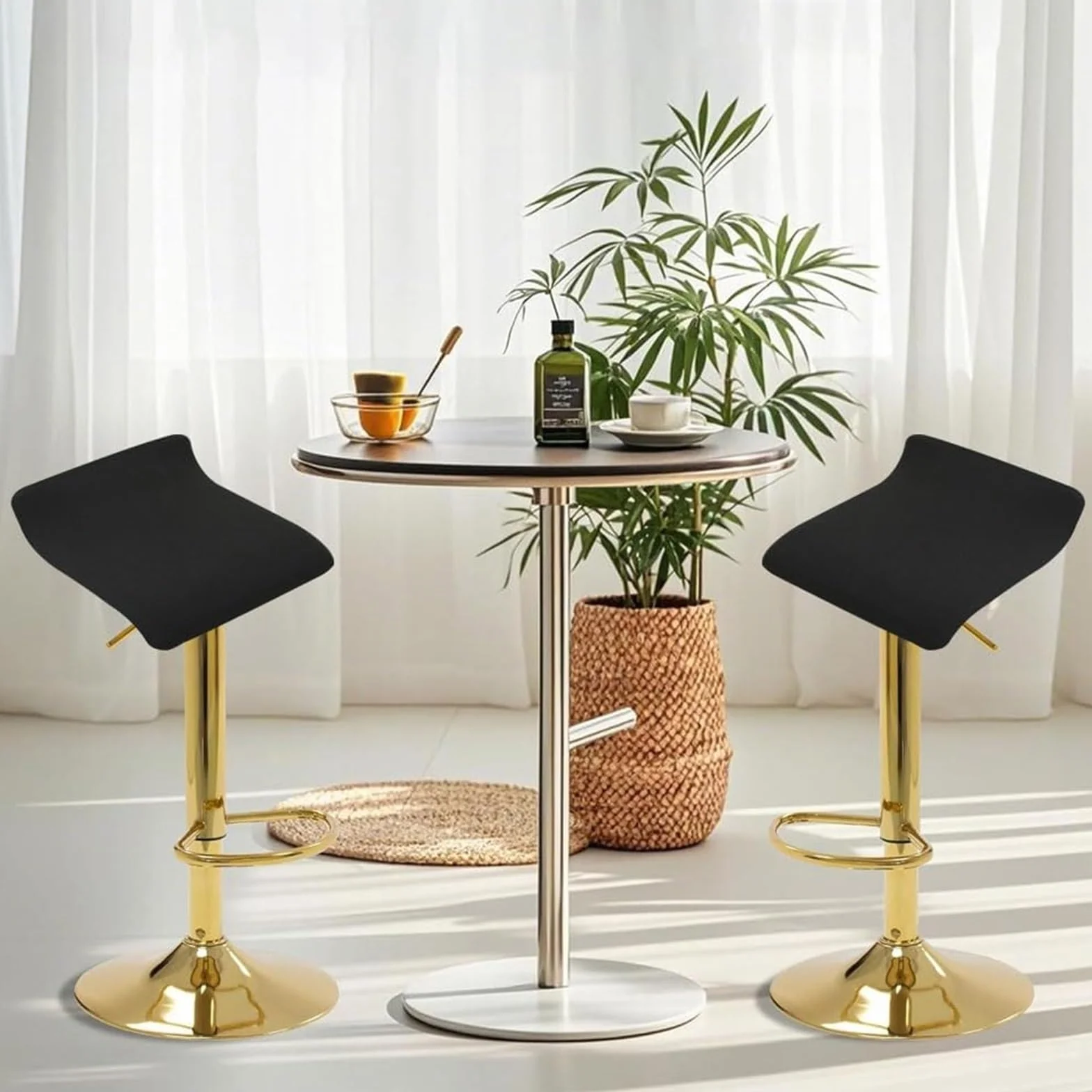 Imprimé Housse de Tabouret de Bar Universelle Lot de 4, Couvre Siège avec Fond Élastique Industriel