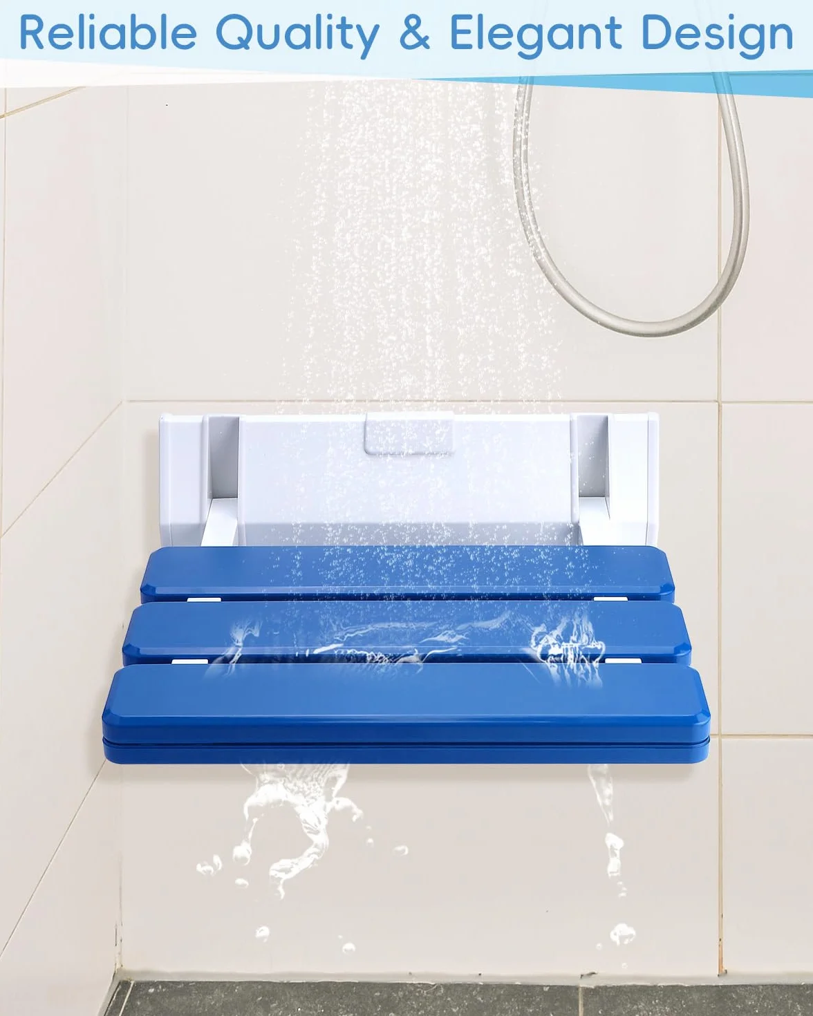 FreeTec Siège de douche pliable - Montage mural - Charge maximale : 130 kg - Bleu