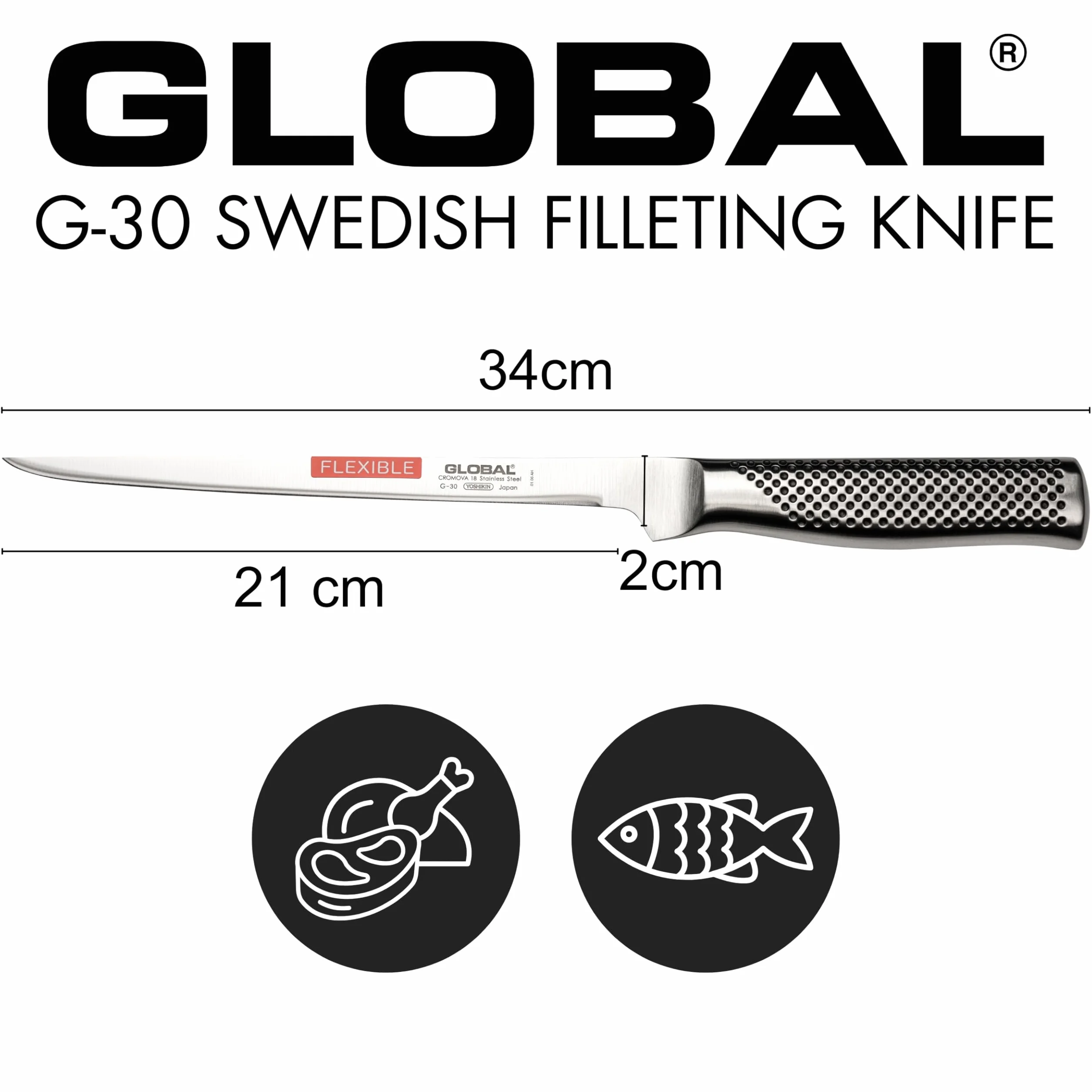 Global Couteau à Filet suédois G-30.